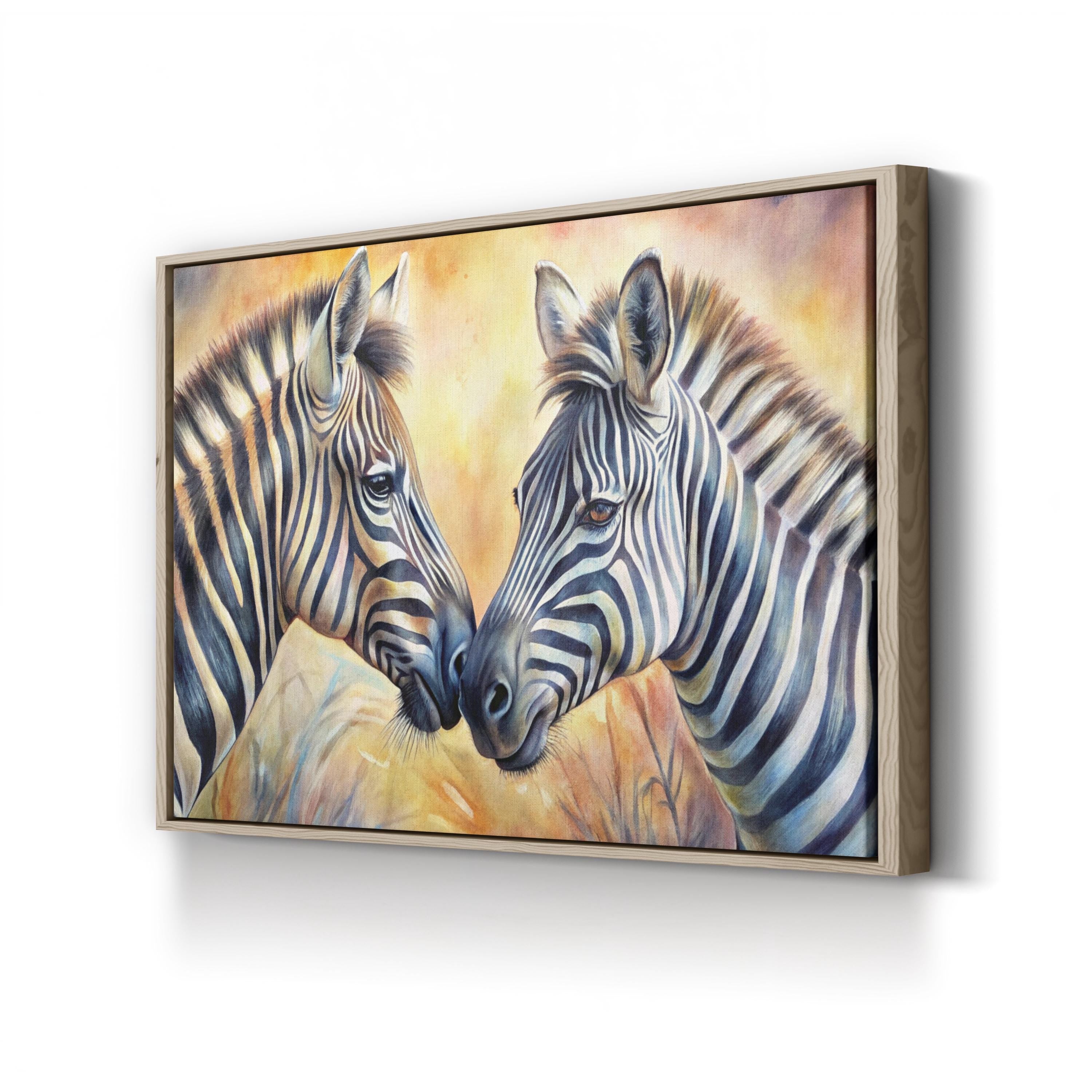 Zebra Couple Canvas – African Wildlife Painting Wall Art