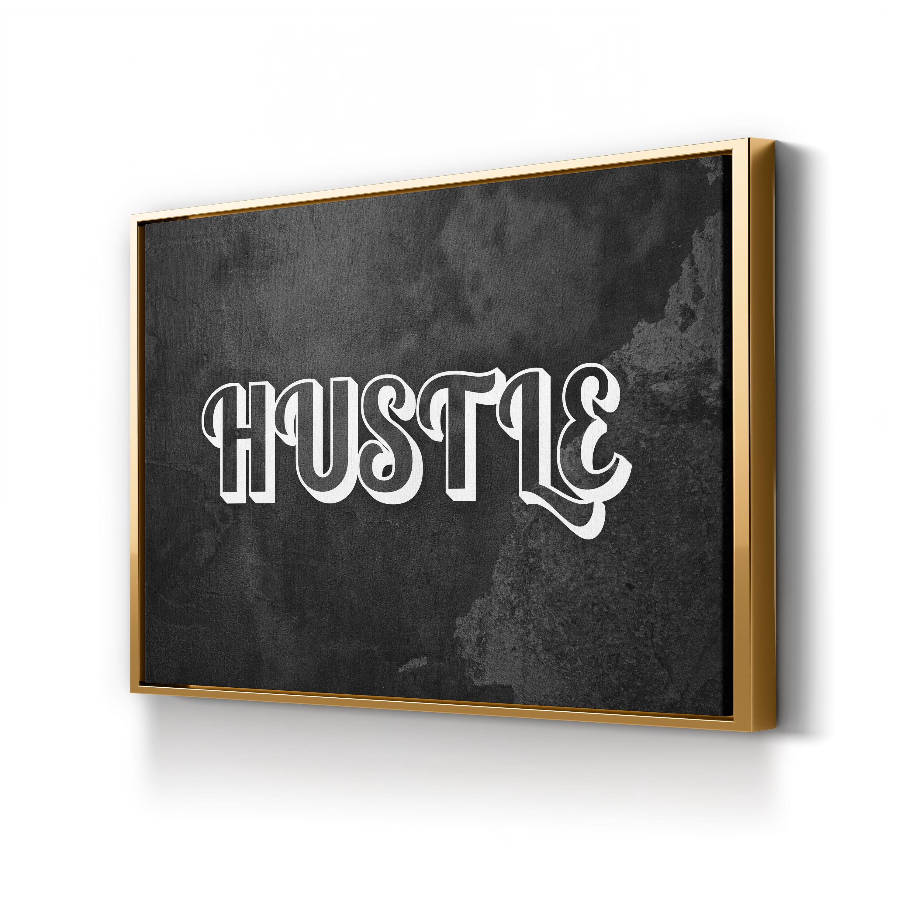 Hustle Calligraphy Canvas Art: Motivational Typography Wall Print