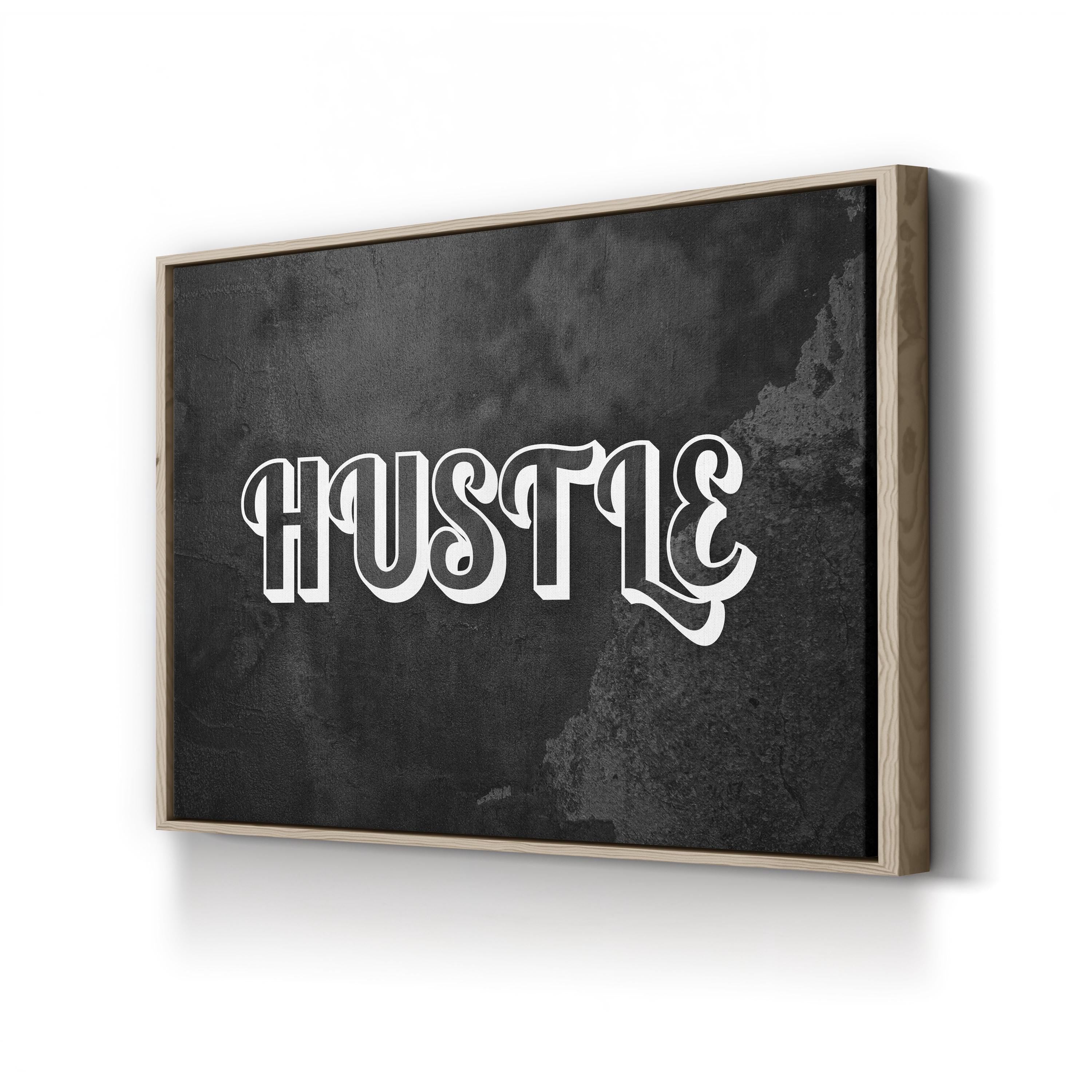Hustle Calligraphy Canvas Art: Motivational Typography Wall Print