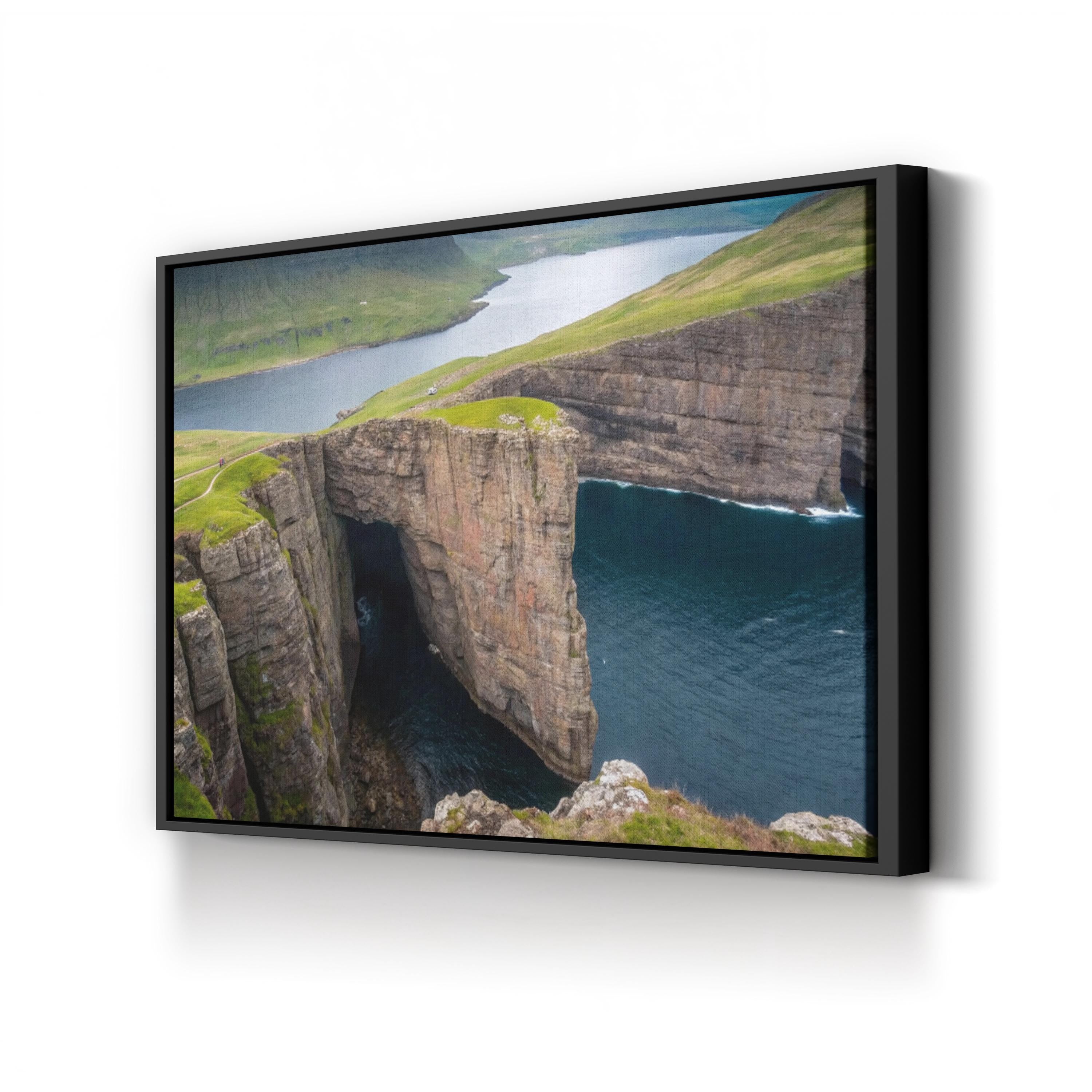 Coastal Ocean Cliffside – Vintage Photography Wall Art | Hypnotic Waterscape Canvas Print