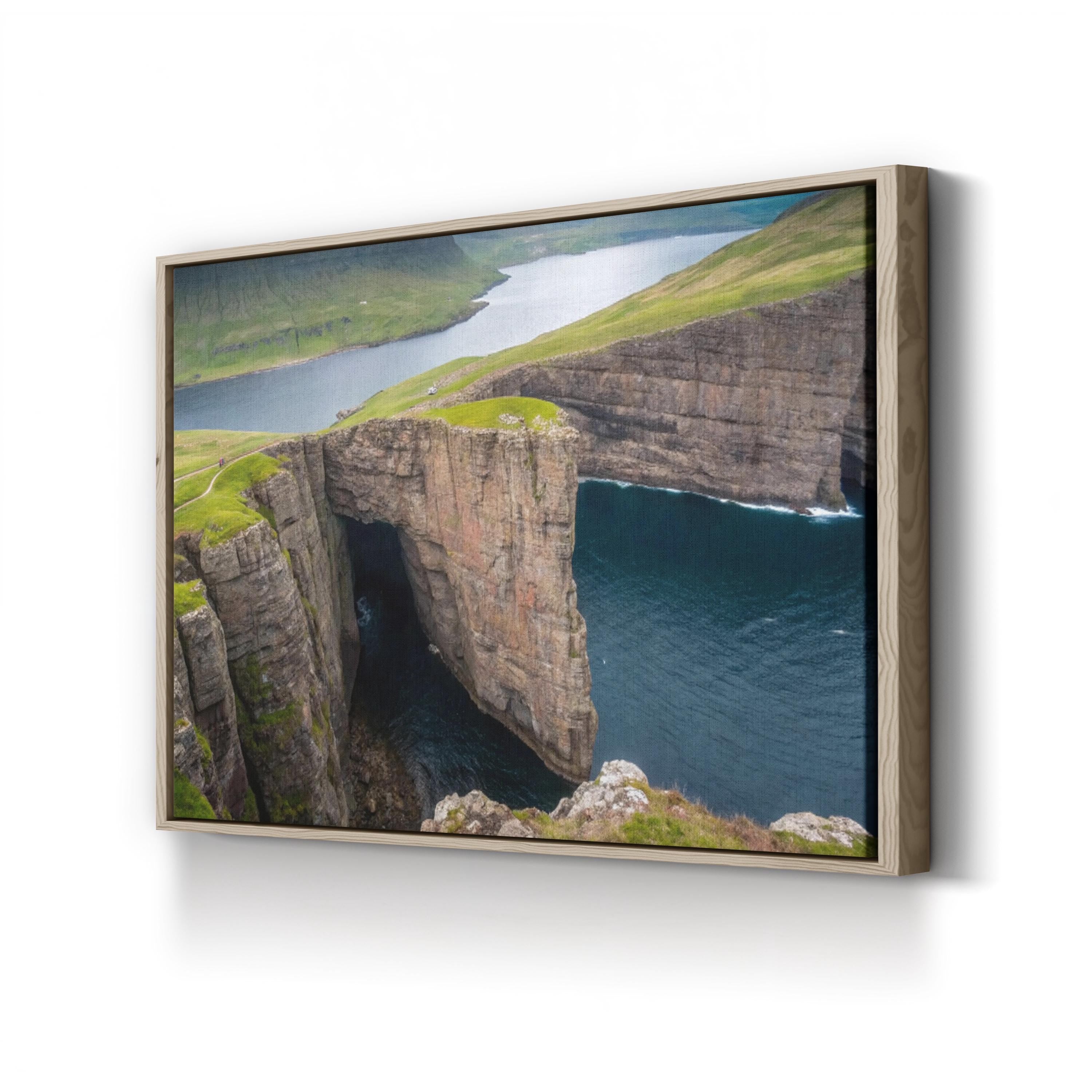 Coastal Ocean Cliffside – Vintage Photography Wall Art | Hypnotic Waterscape Canvas Print