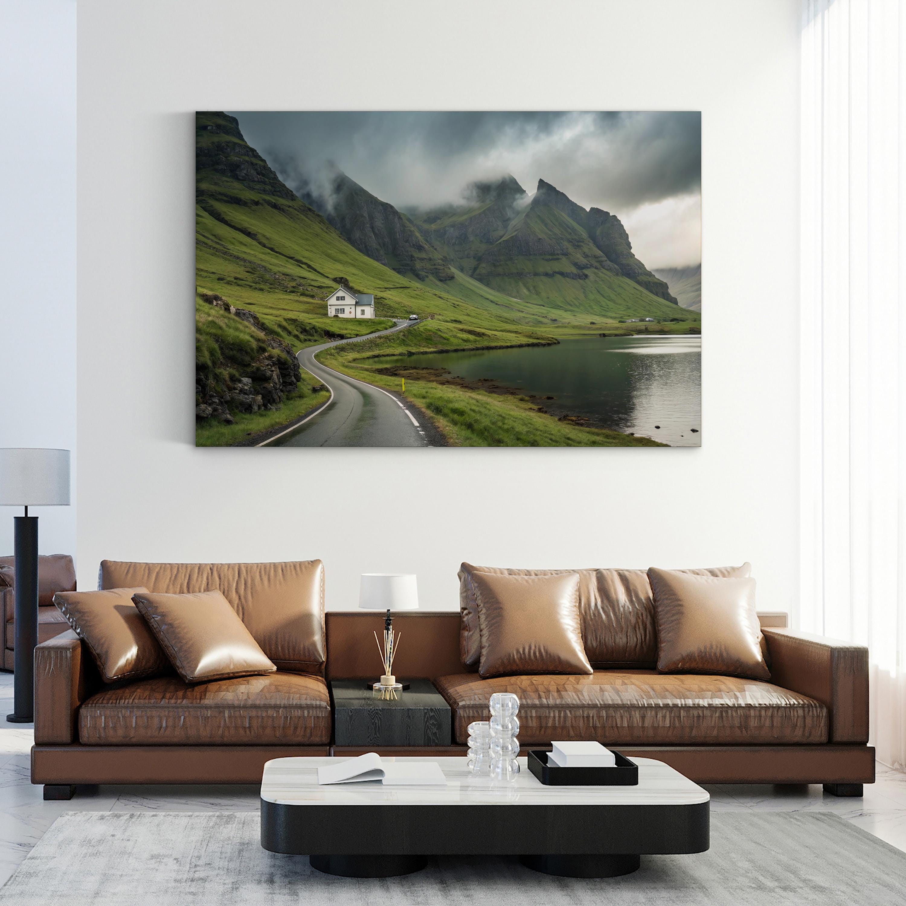 Icelandic Mountain Landscape Canvas Print: Coastal Nature Wall Art