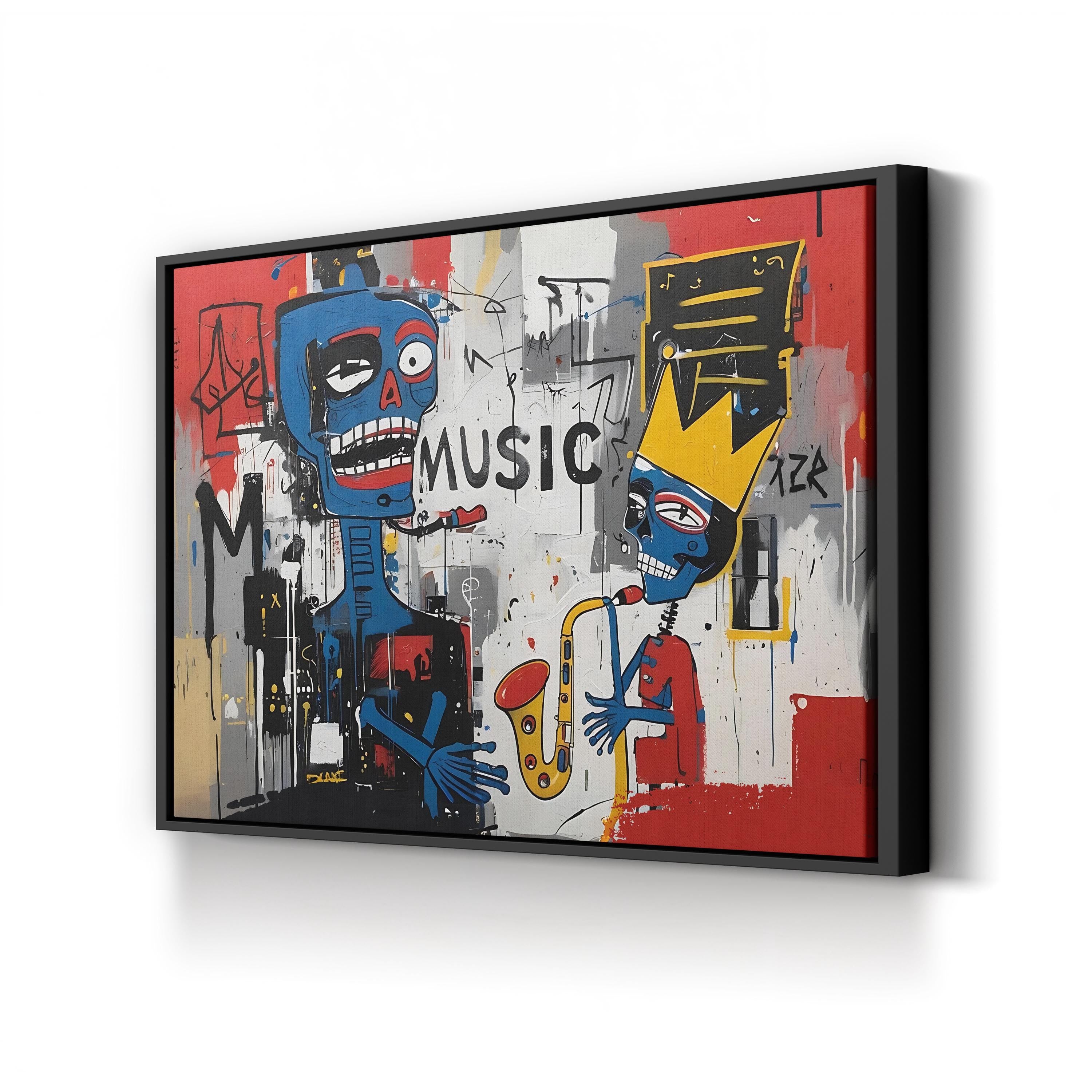 Basquiat Style Jazz Club – Period Illustration Wall Art | Abstract Urban Canvas Print