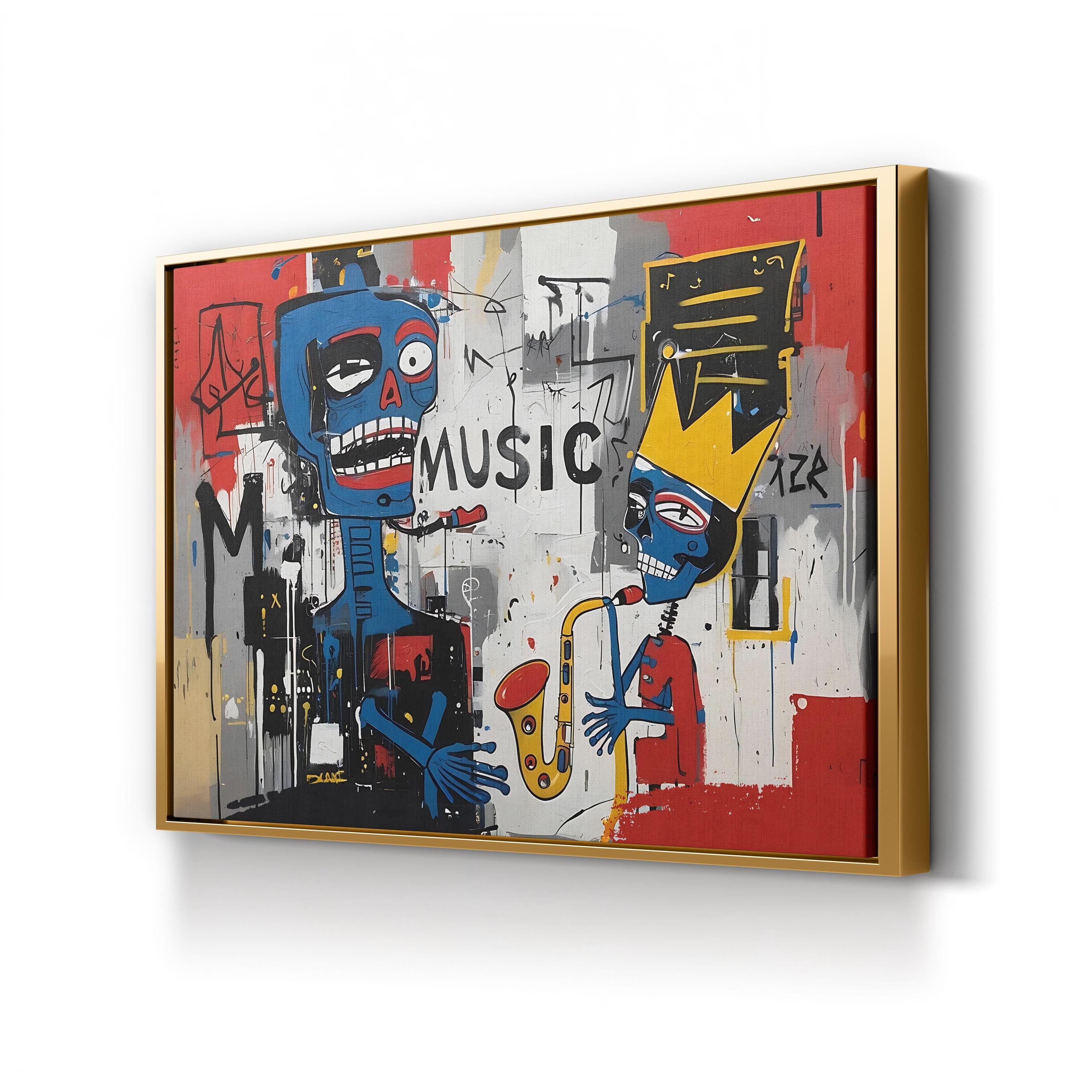 Basquiat Style Jazz Club – Period Illustration Wall Art | Abstract Urban Canvas Print