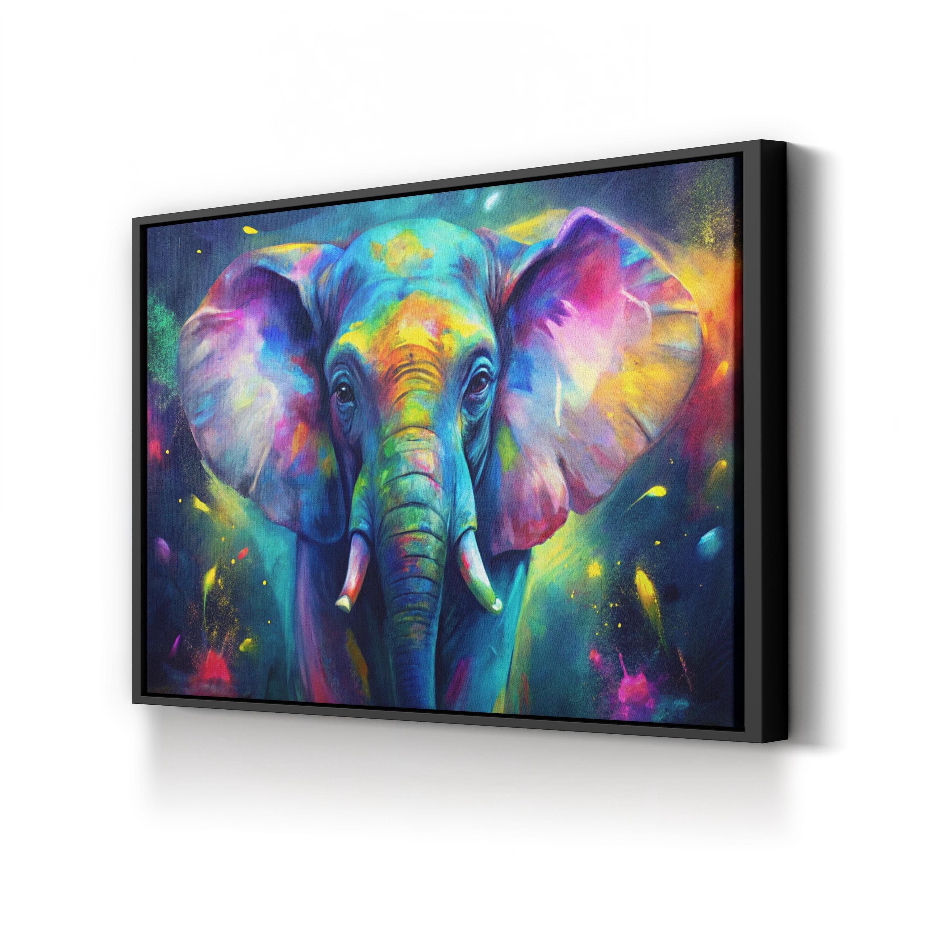 Colorful Elephant – Period Illustration Wall Art | Abstract Wildlife Canvas Print