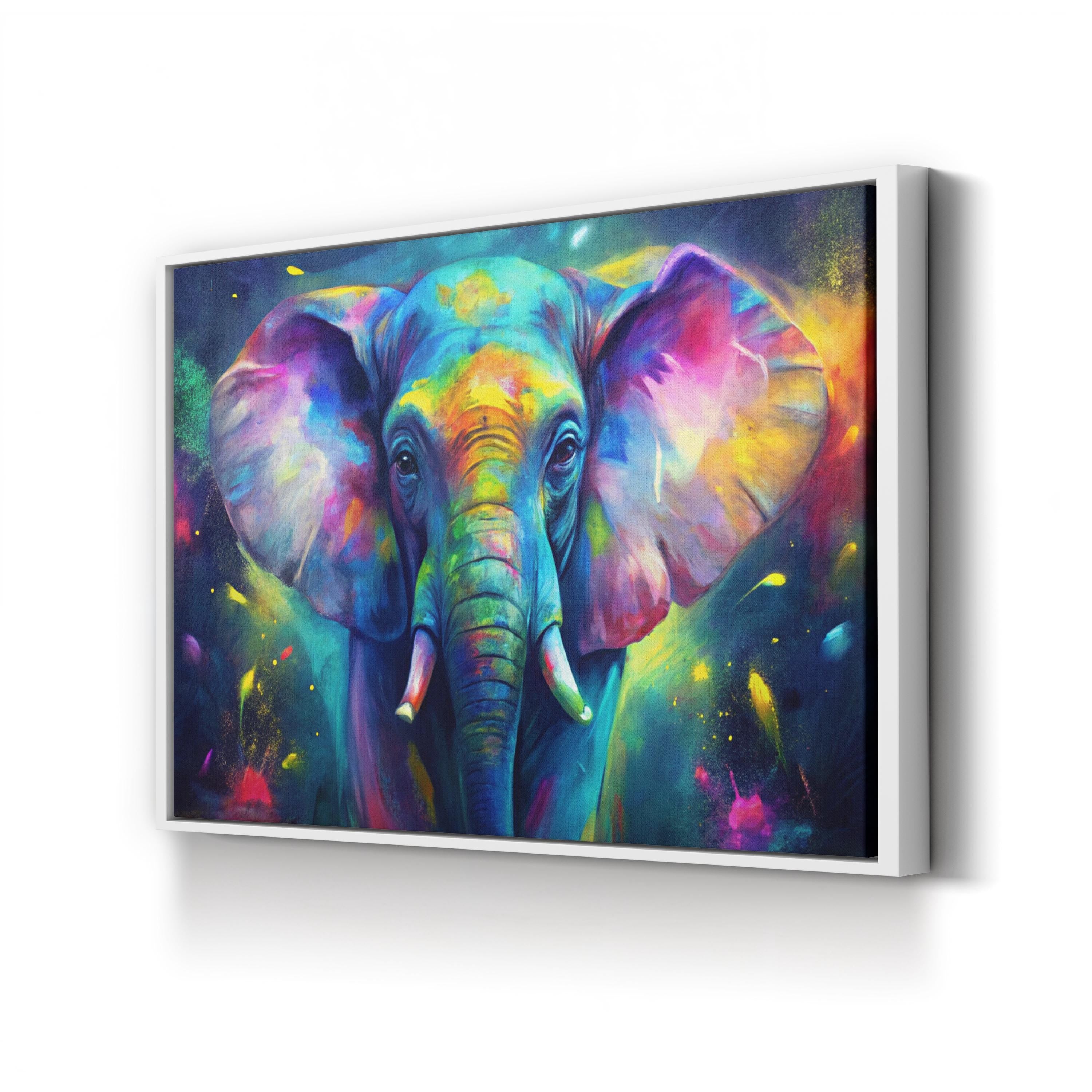 Colorful Elephant – Period Illustration Wall Art | Abstract Wildlife Canvas Print