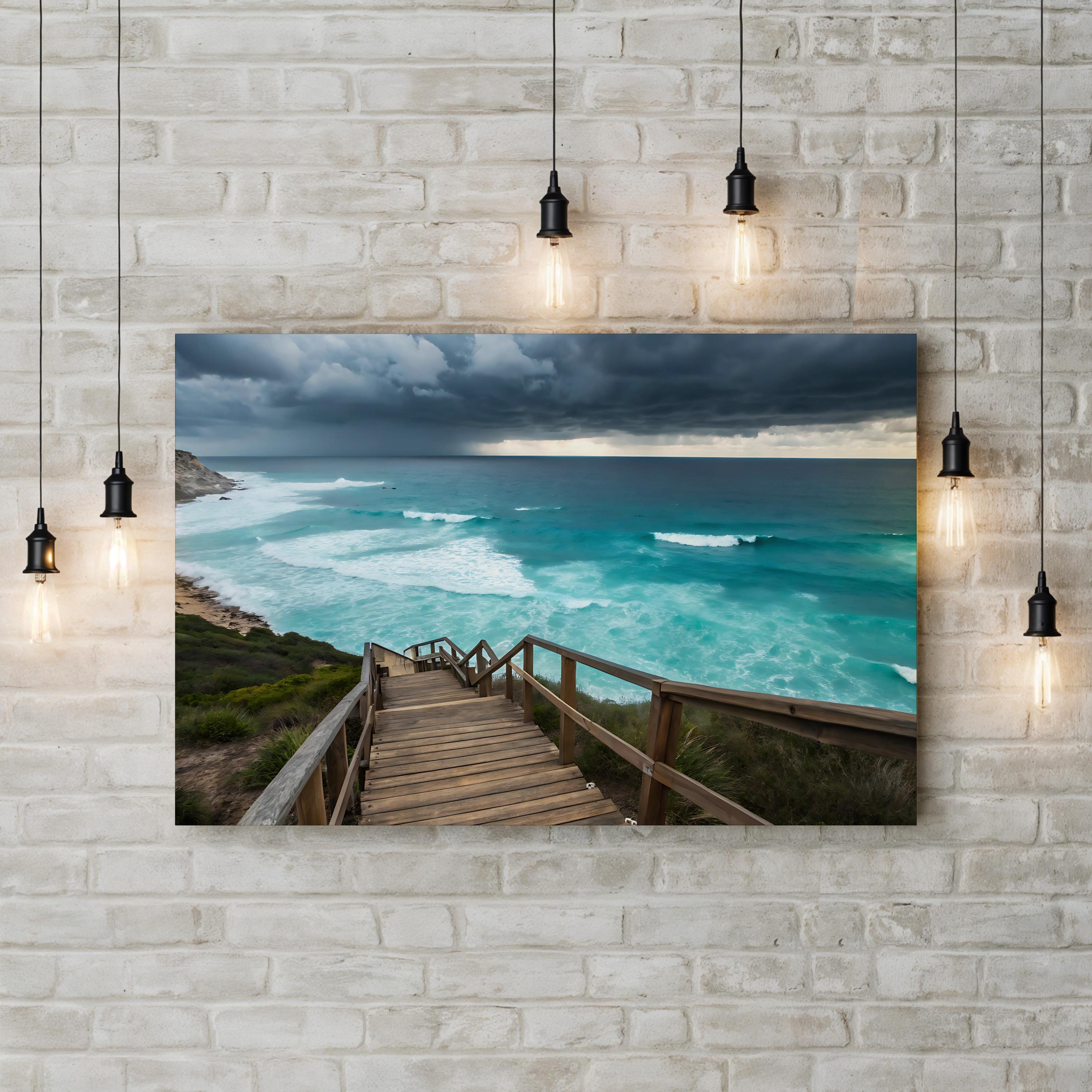 Paradise Beach Boardwalk – Vintage Photography Wall Art | Coastal Canvas Print