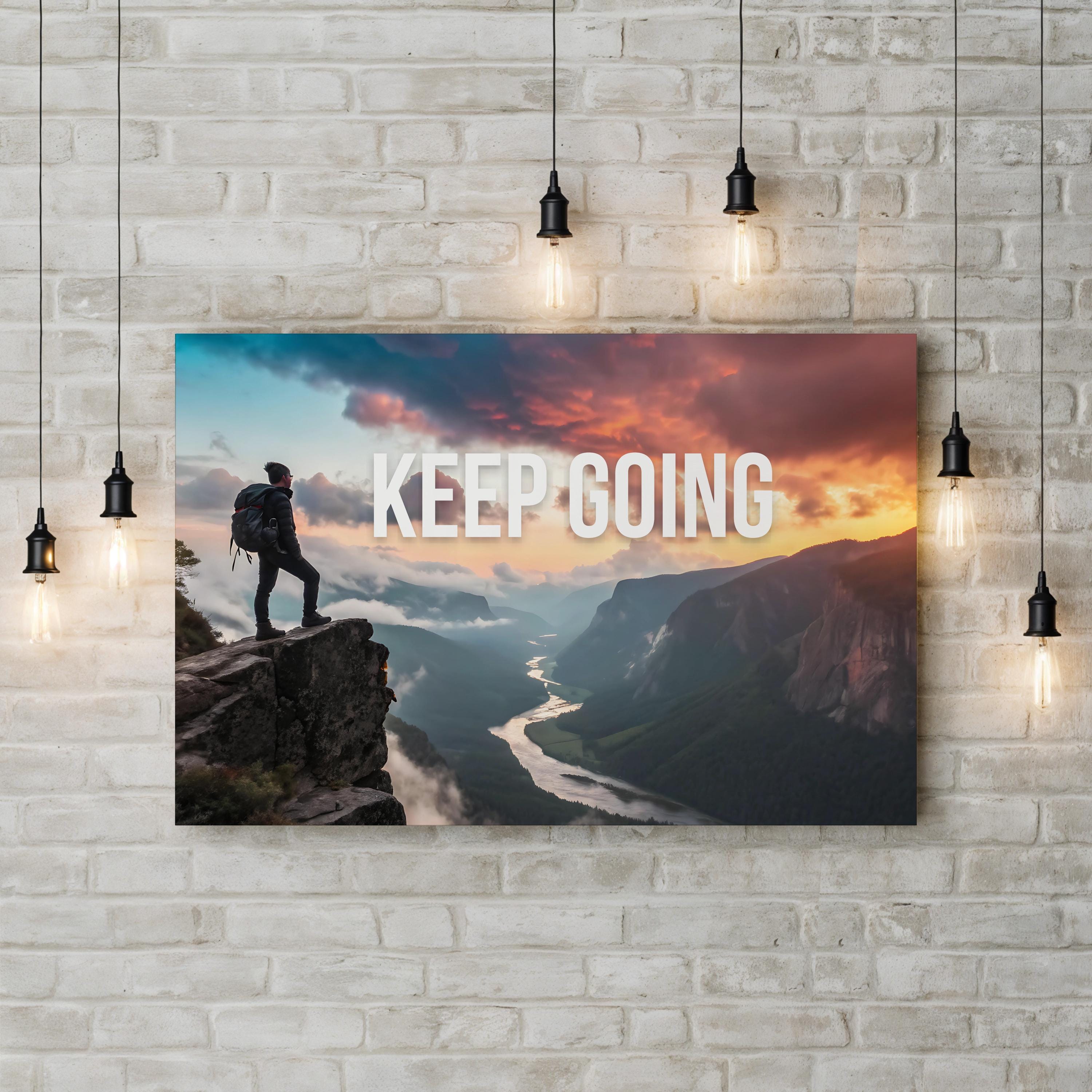 Motivational Mountain Summit – Vintage Photography Wall Art | Inspirational Canvas Print