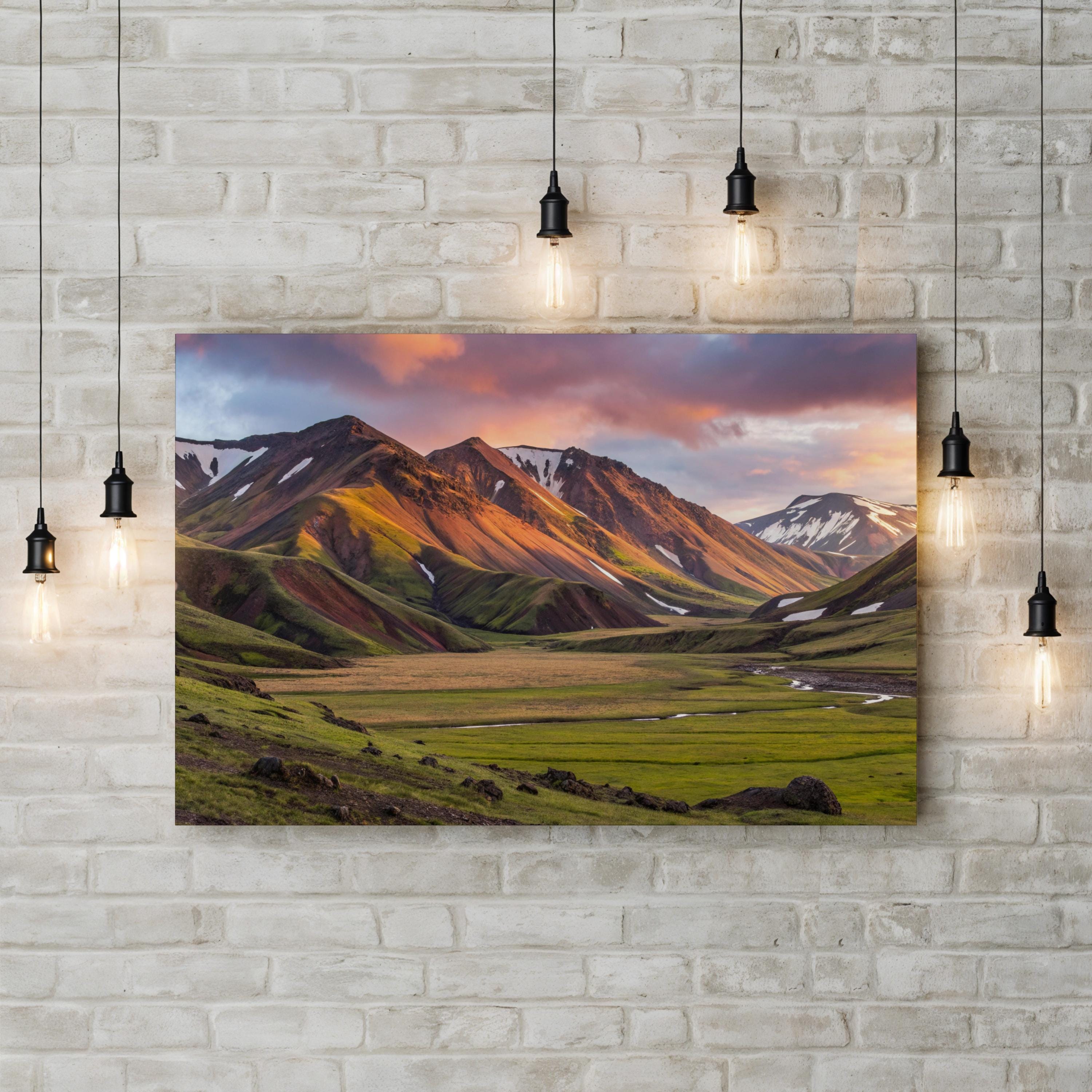 Landmannalaugar Rhyolite Mountains – Vintage Photography Wall Art | Iceland Canvas Print