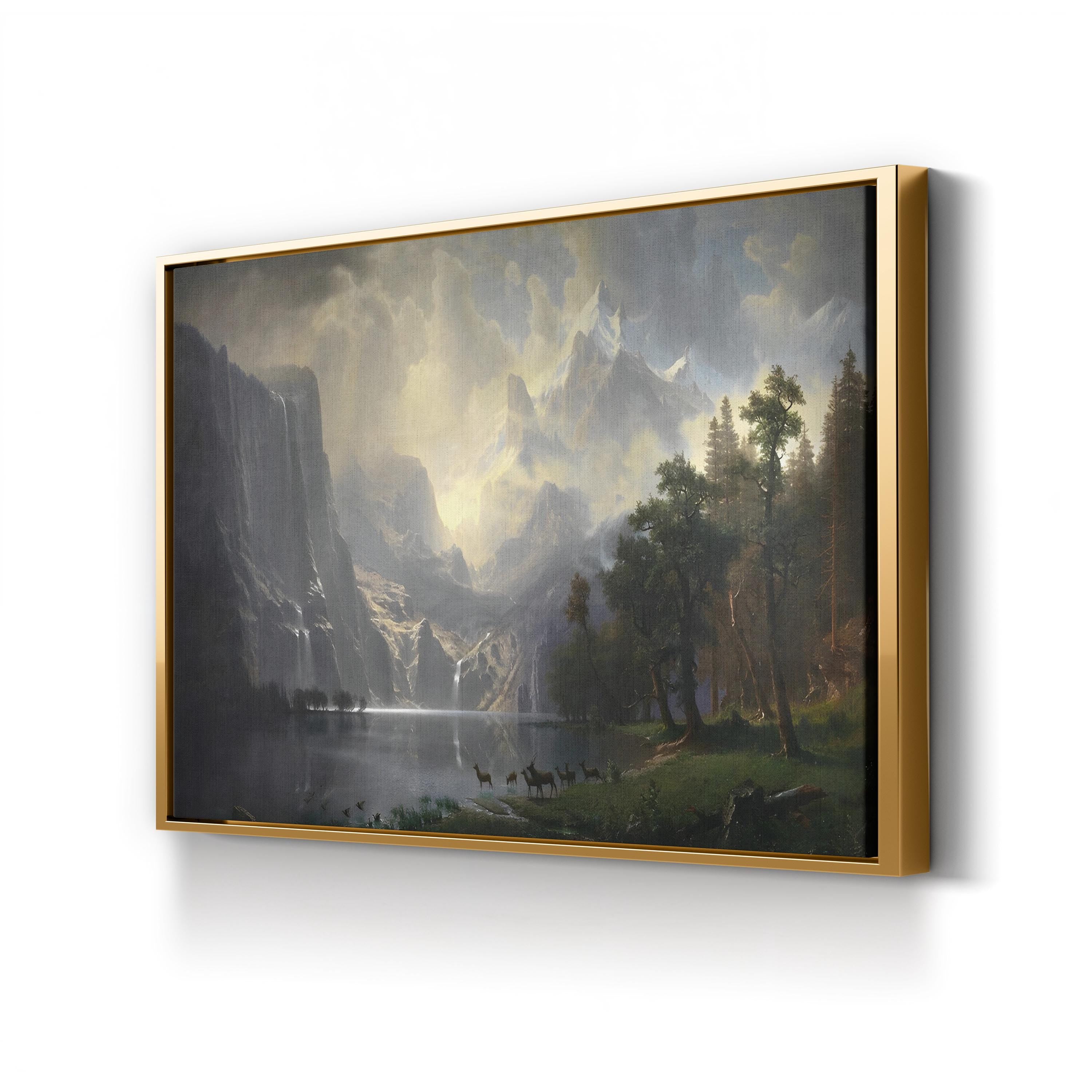 Among the Sierra Nevada, California Canvas Art – Albert Bierstadt Mountain Landscape