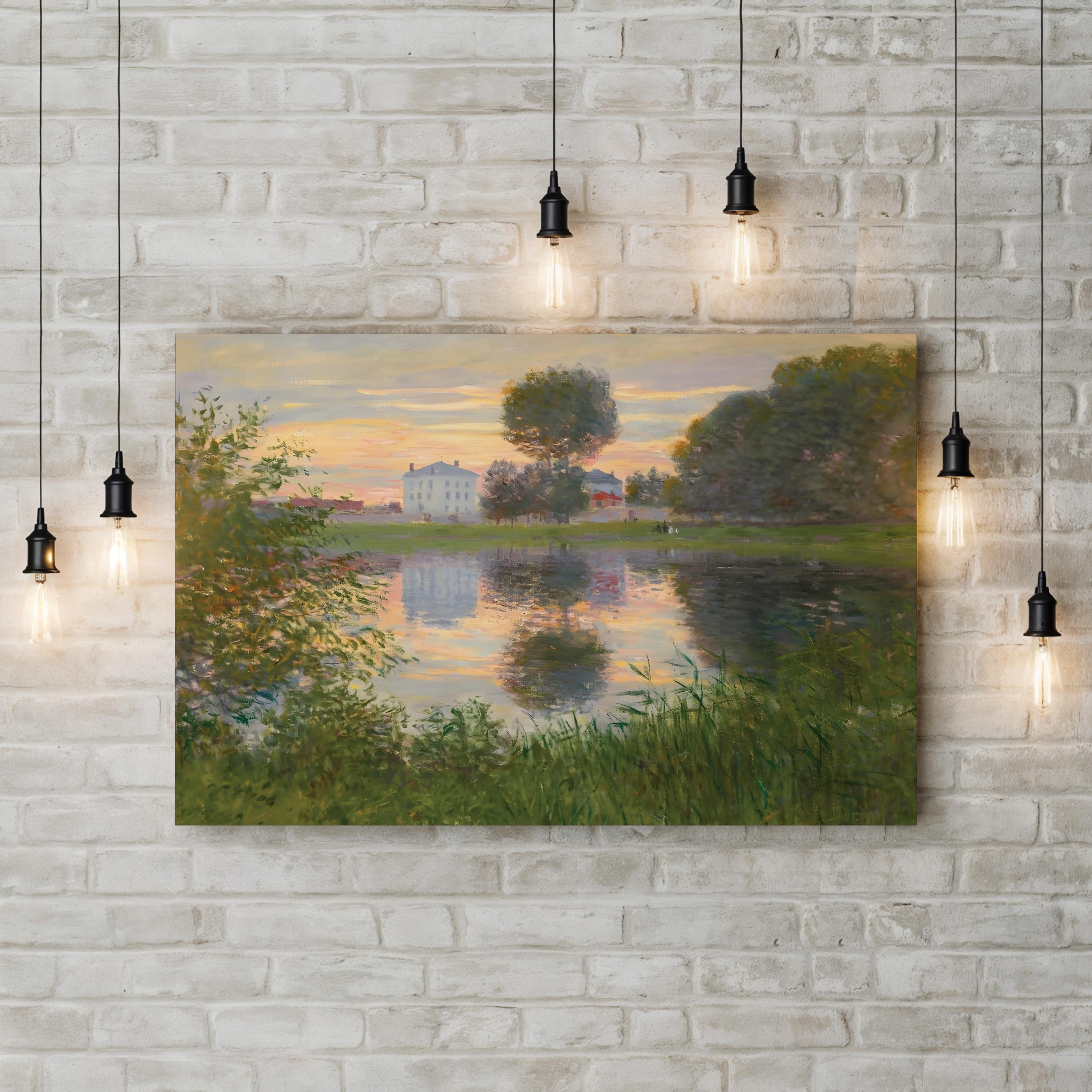 Ball Shaped Tree, Argenteuil 1876 – Claude Monet Wall Art | Impressionist River Canvas Print