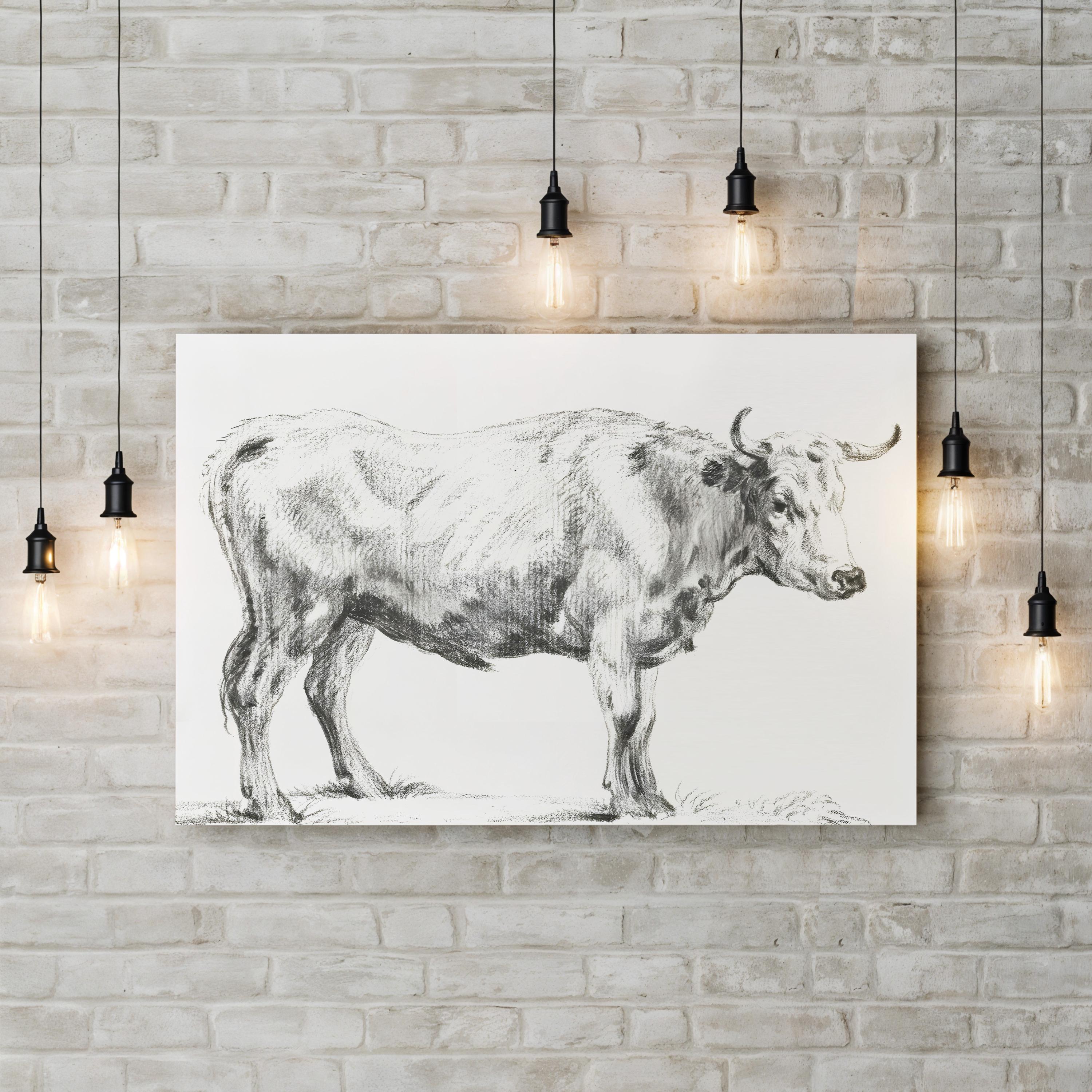 Bernard’s Bull Renderings Black and White Rustic II Wall Art by Jean Bernard
