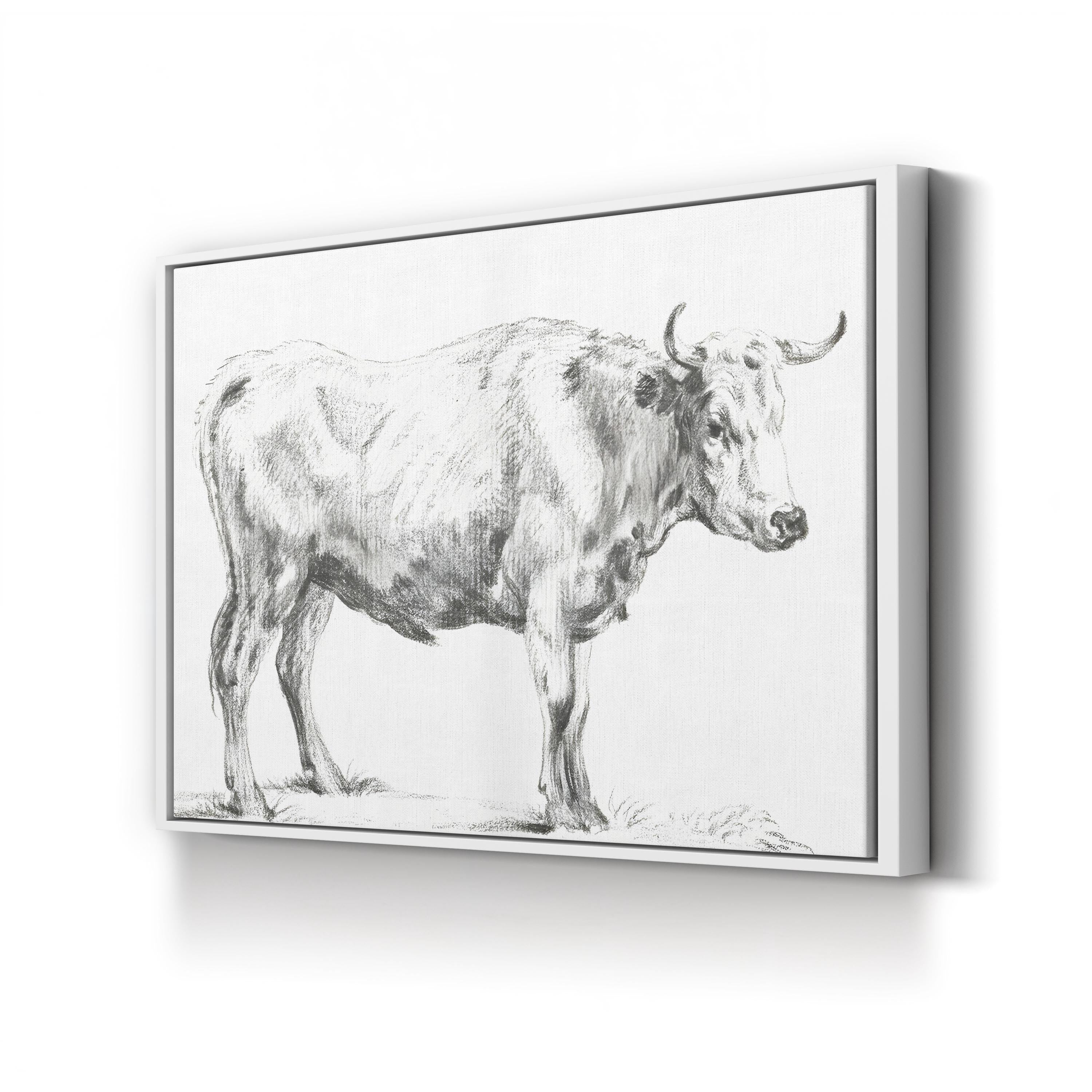 Bernard’s Bull Renderings Black and White Rustic II Wall Art by Jean Bernard