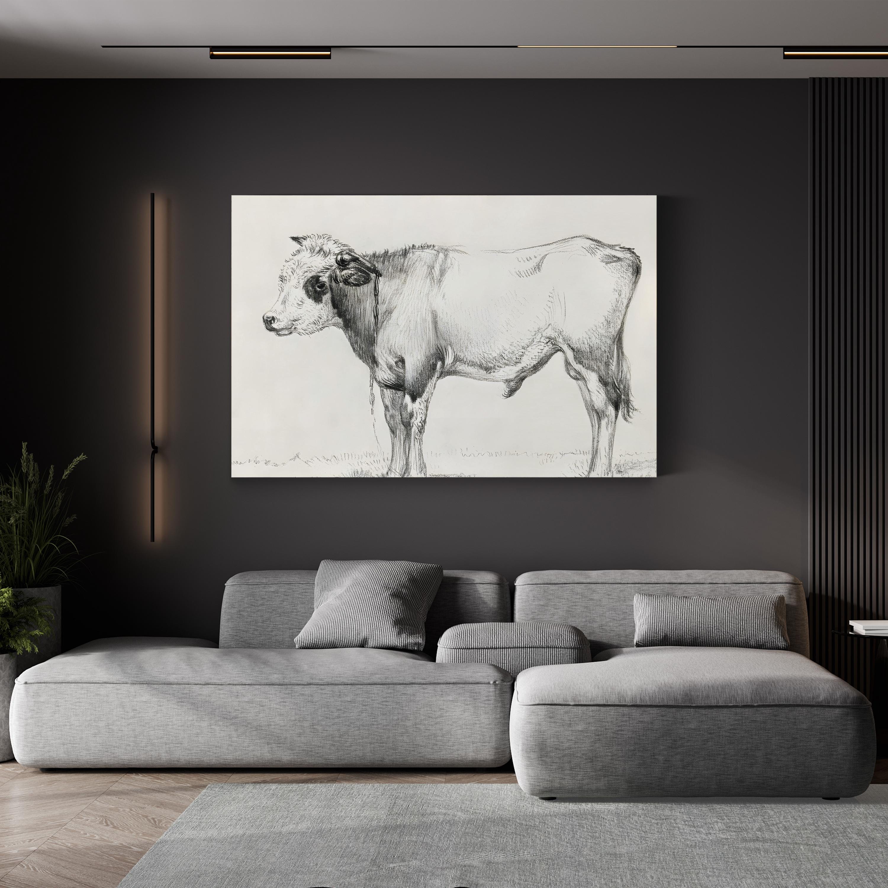 Bernard’s Bull Renderings Black and White Rustic III Wall Art by Jean Bernard