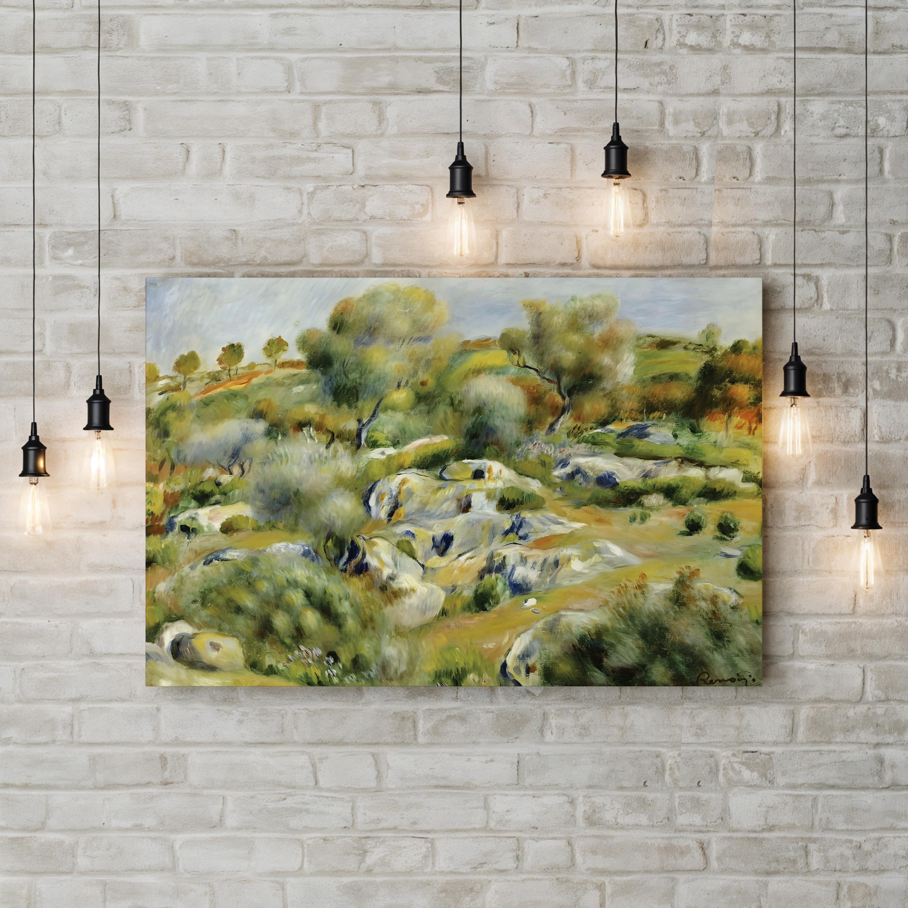 Brittany Landscape With Trees And Rocks Wall Art by Pierre-Auguste Renoir