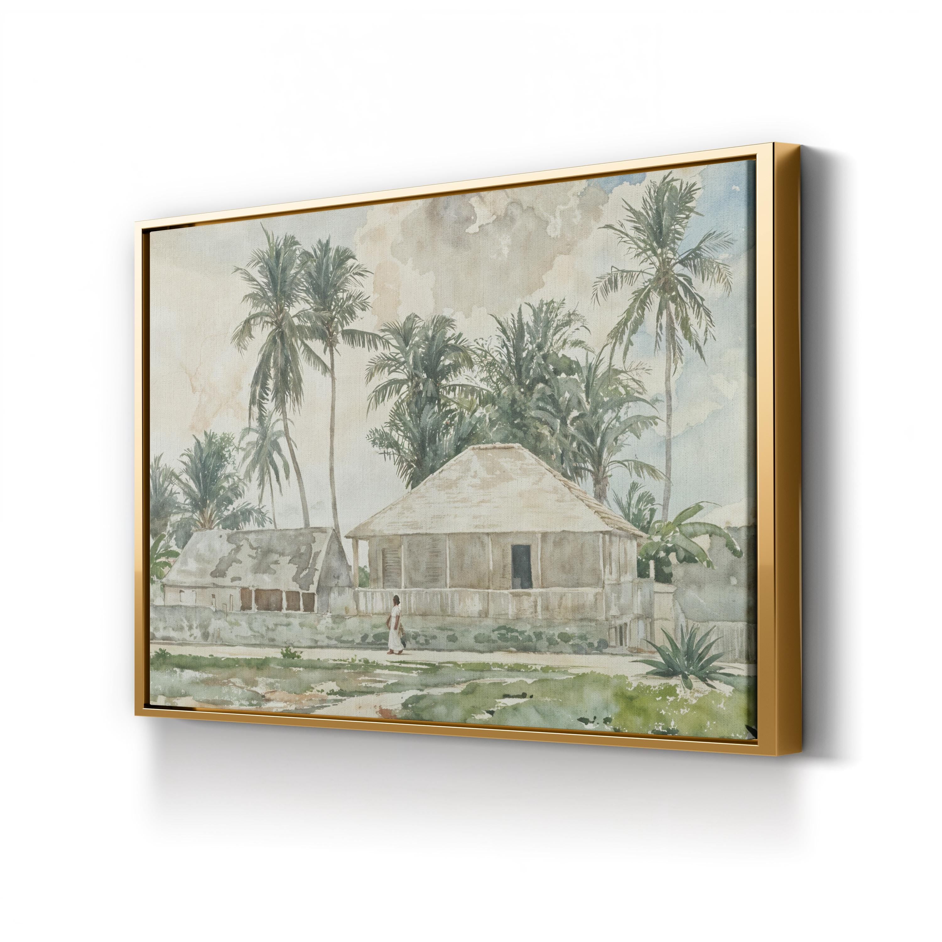 Nassau Coastal Cabins, Bahamas canvas print in gold frame