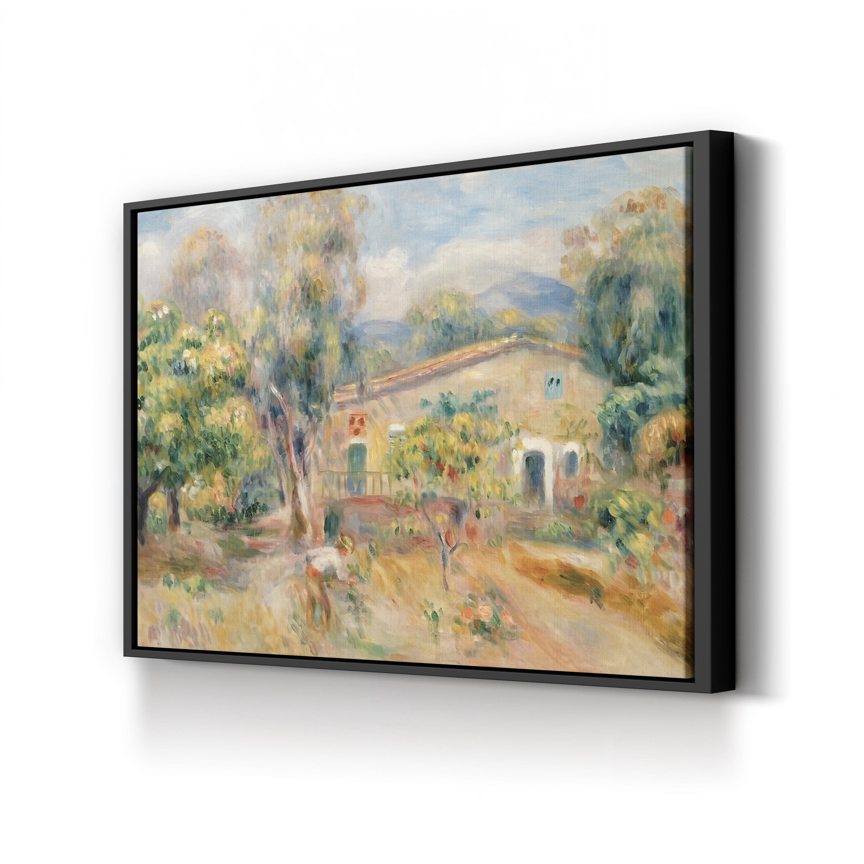 The Farm at Les Collettes, Cagnes by Pierre-Auguste Renoir canvas print in a black frame