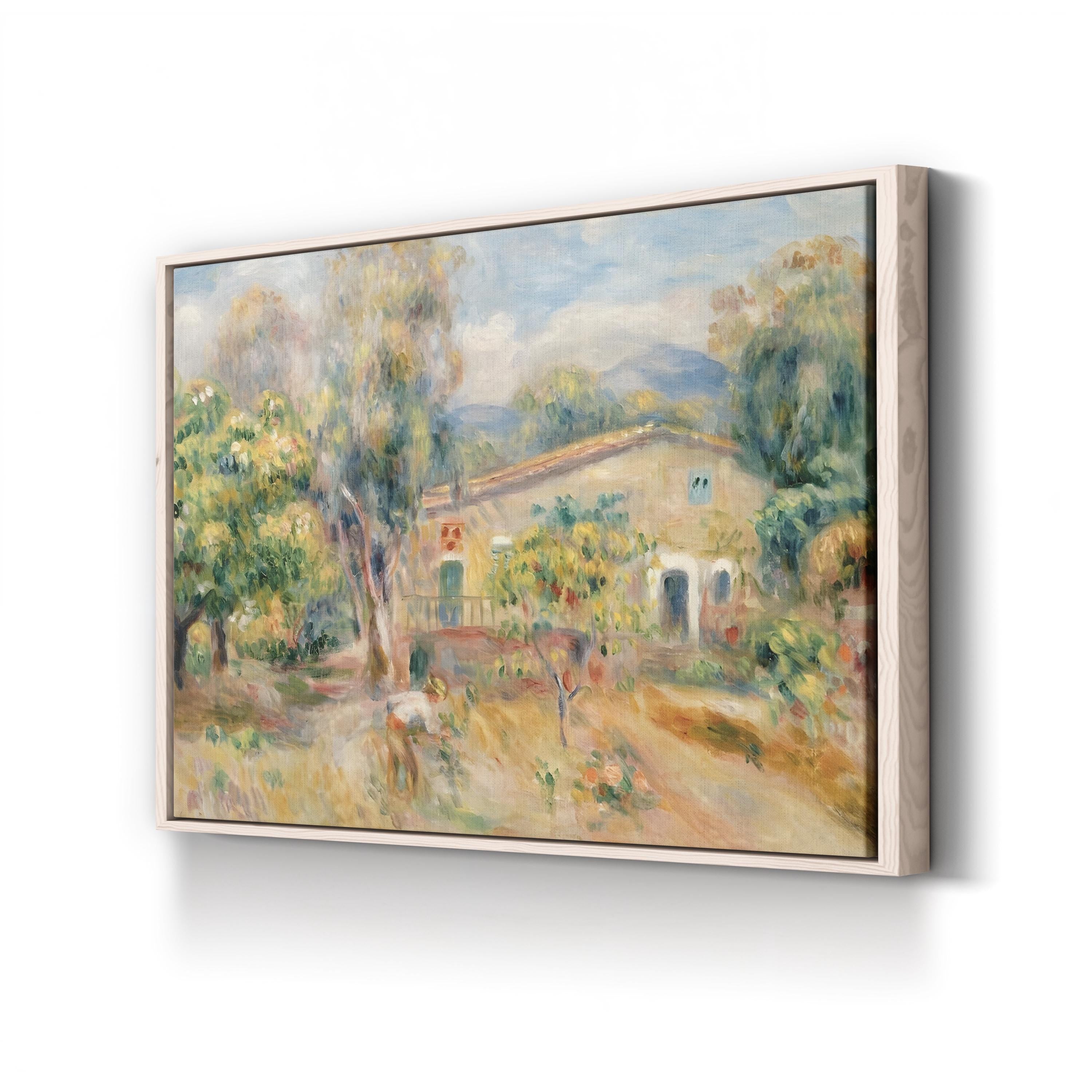 The Farm at Les Collettes, Cagnes by Pierre-Auguste Renoir canvas print in a natural wood frame