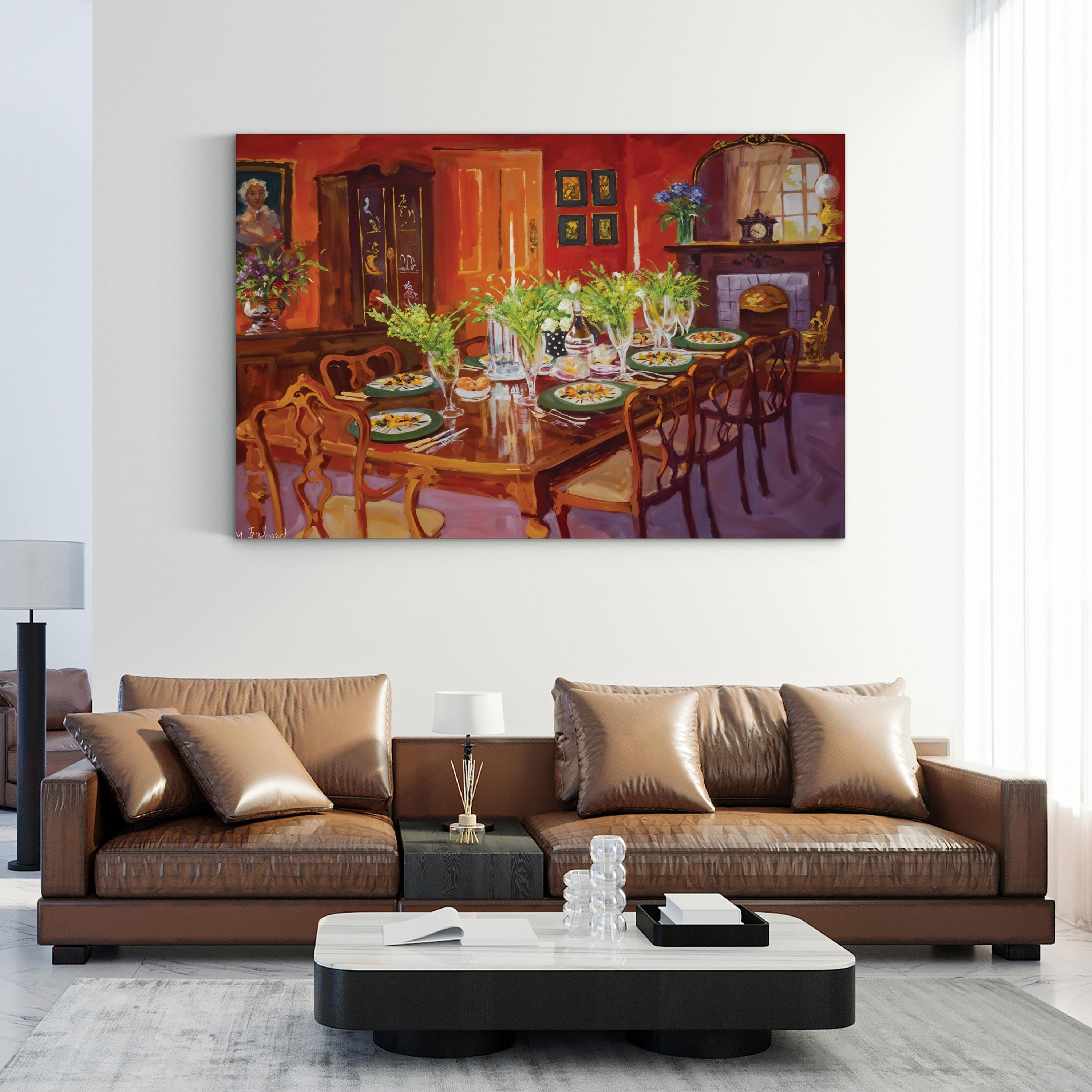 Elegant Dining Room Wall Art – Classic Interior Scene | Timeless Home Decor Canvas Print