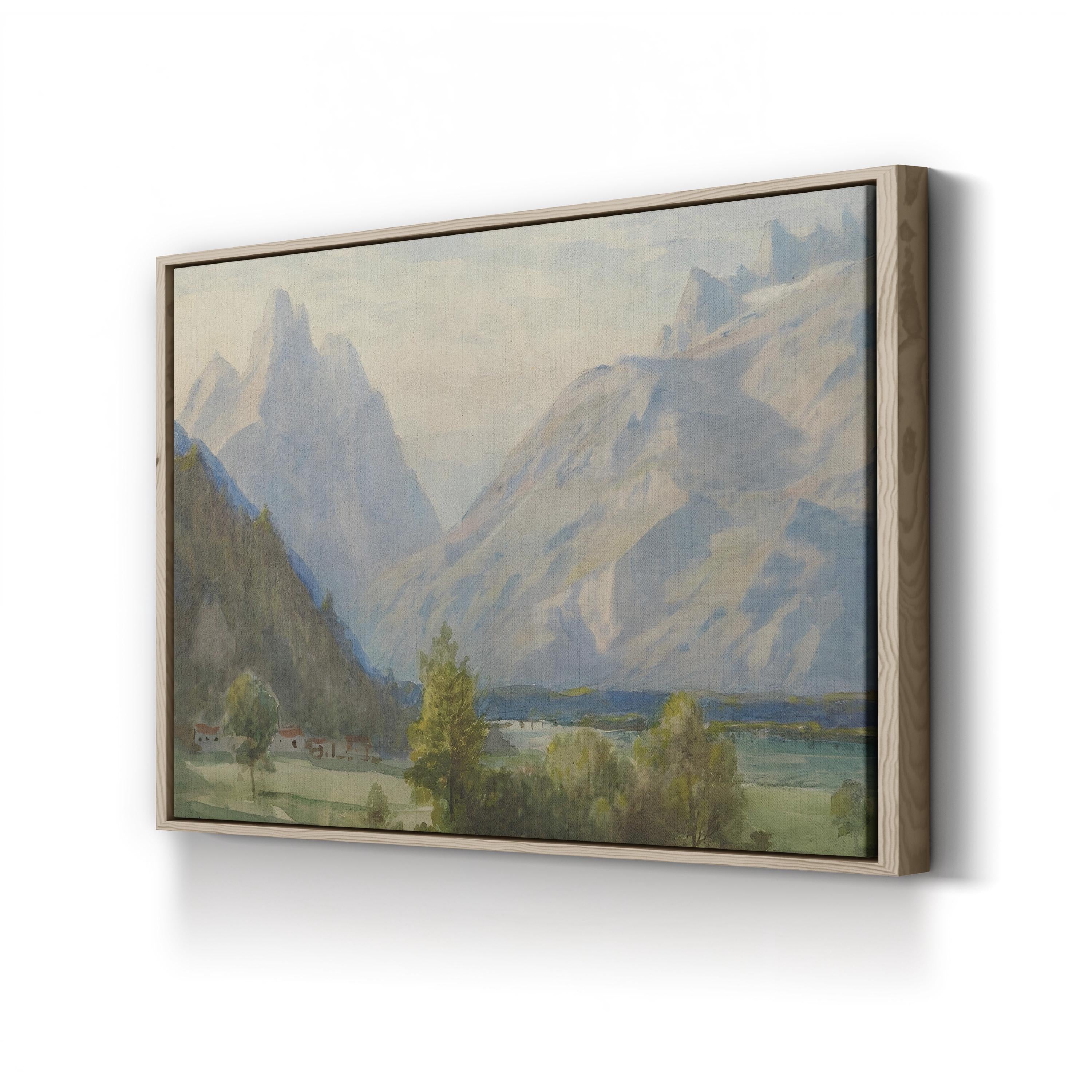 Vintage Mountain View – Period Illustration Wall Art | Watercolor Landscape Canvas Print