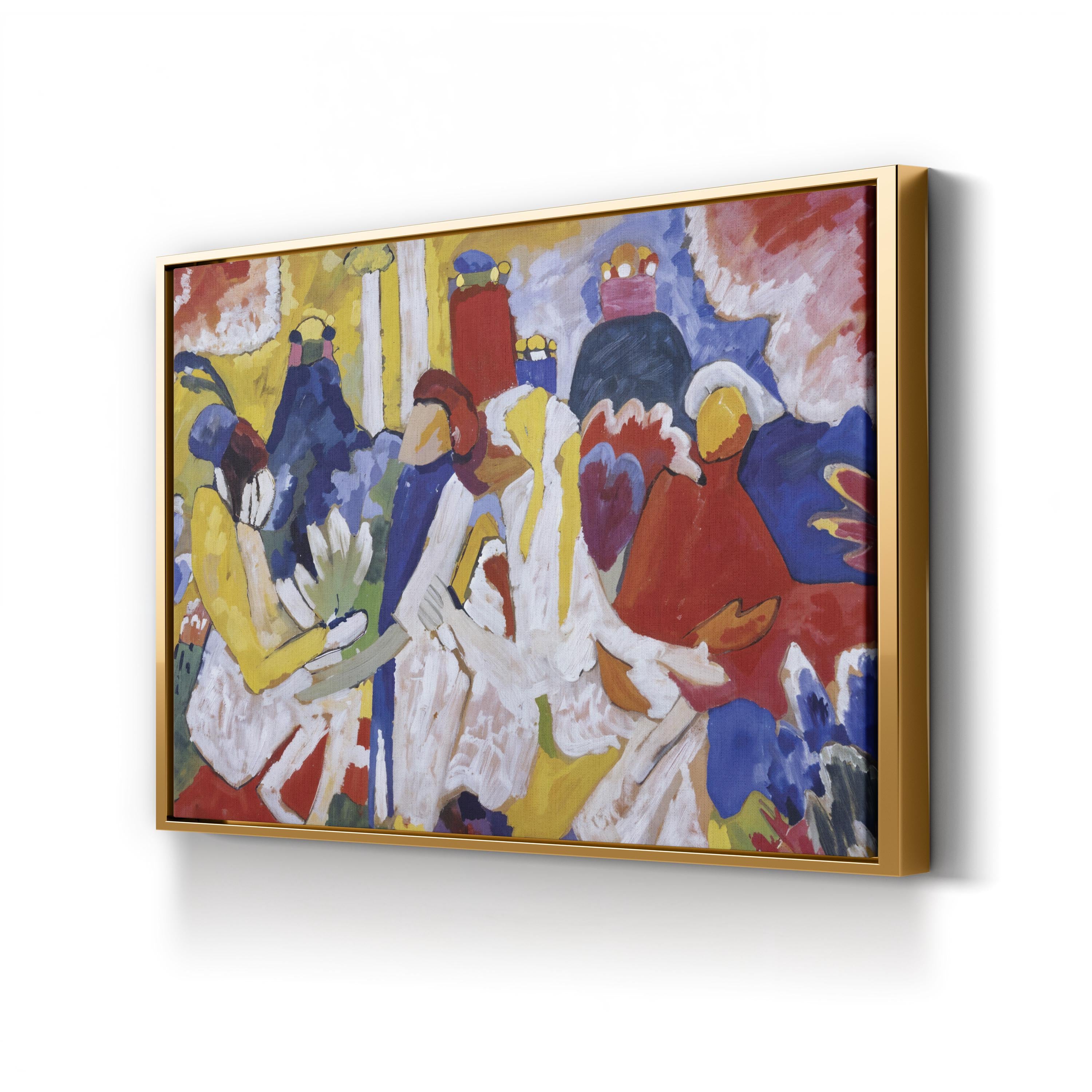 Oriental Figures Canvas Print – Vintage Asian Modernist Wall Art, Framed
