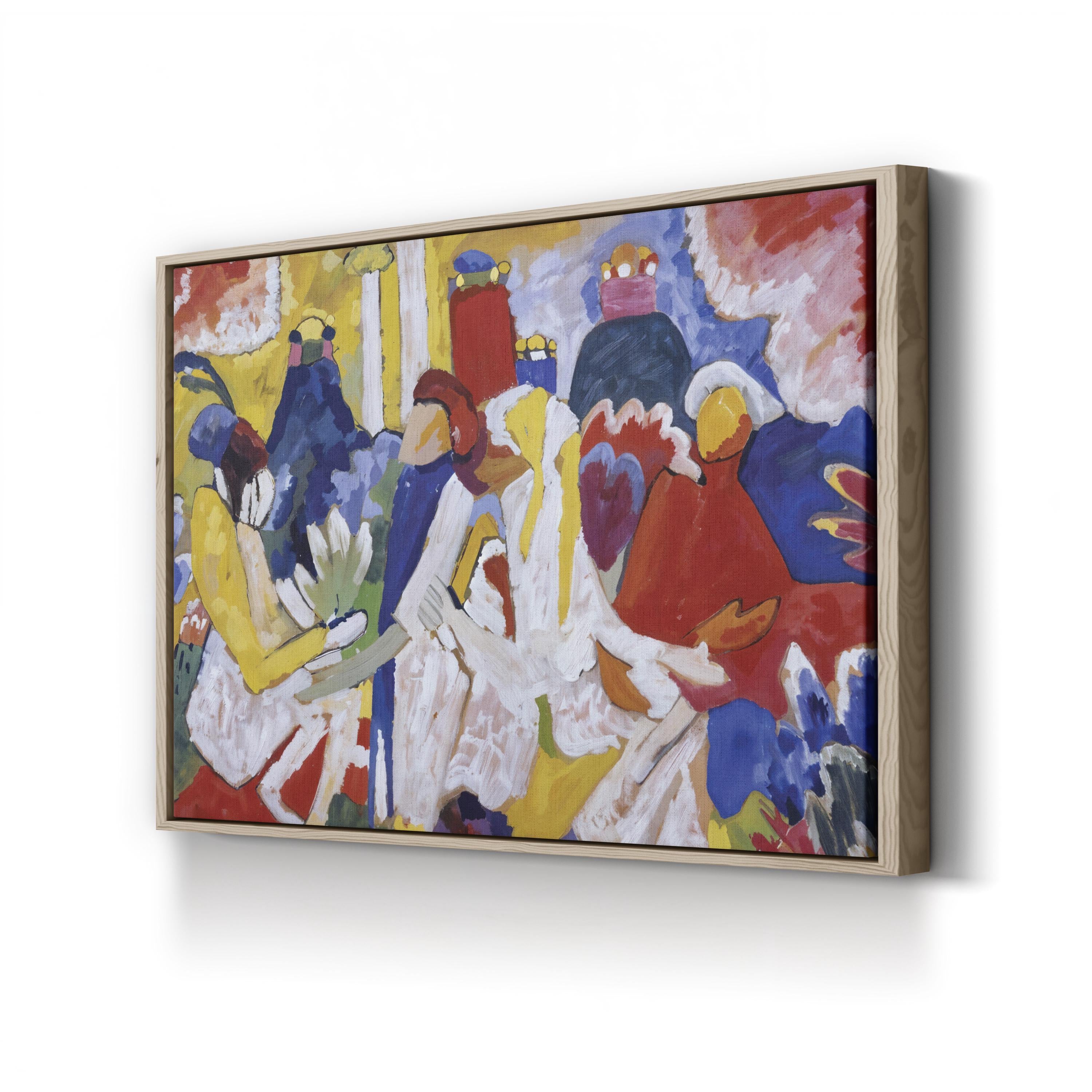 Oriental Figures Canvas Print – Vintage Asian Modernist Wall Art, Framed