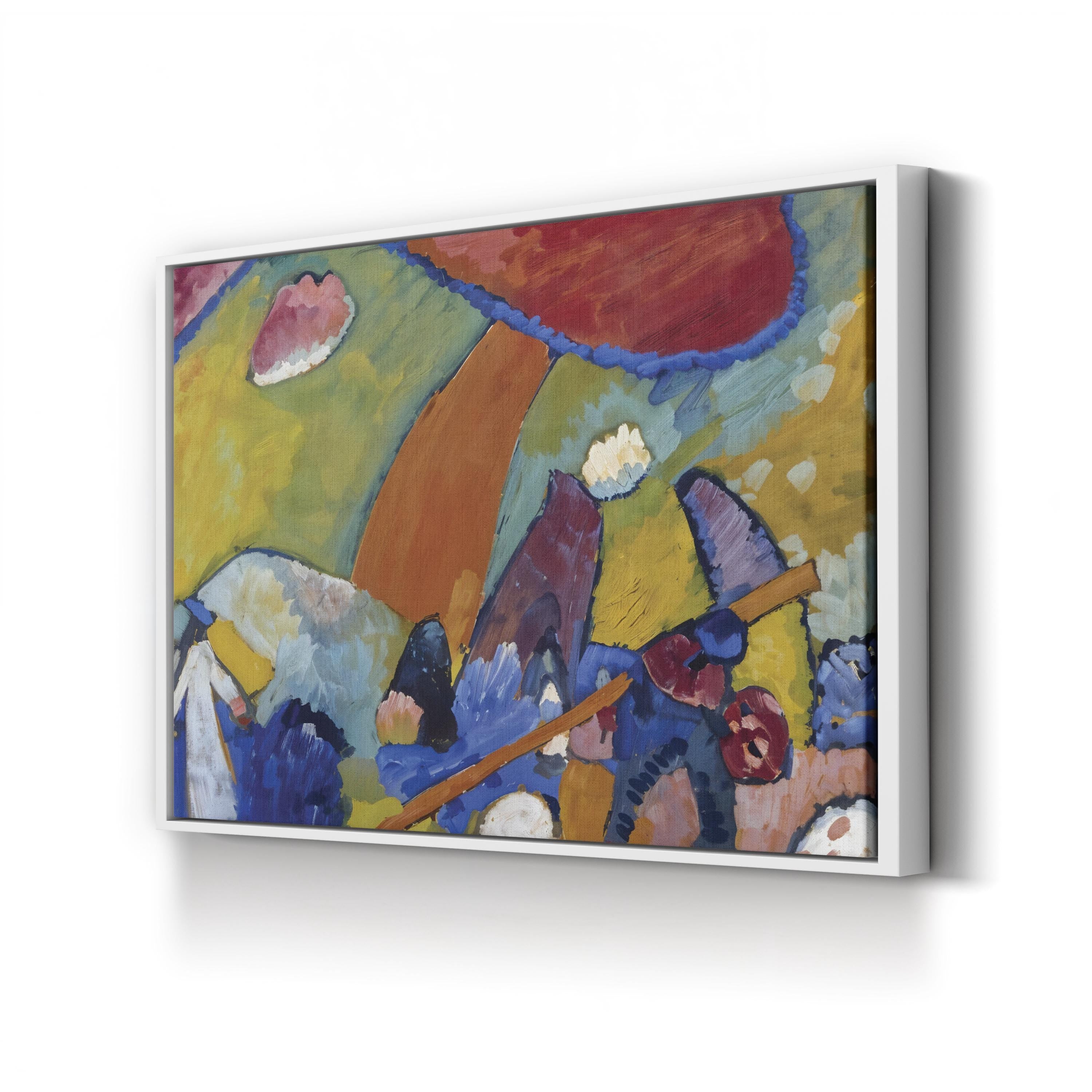 Abstract Landscape Composition by Wassily Kandinsky canvas print in white frame