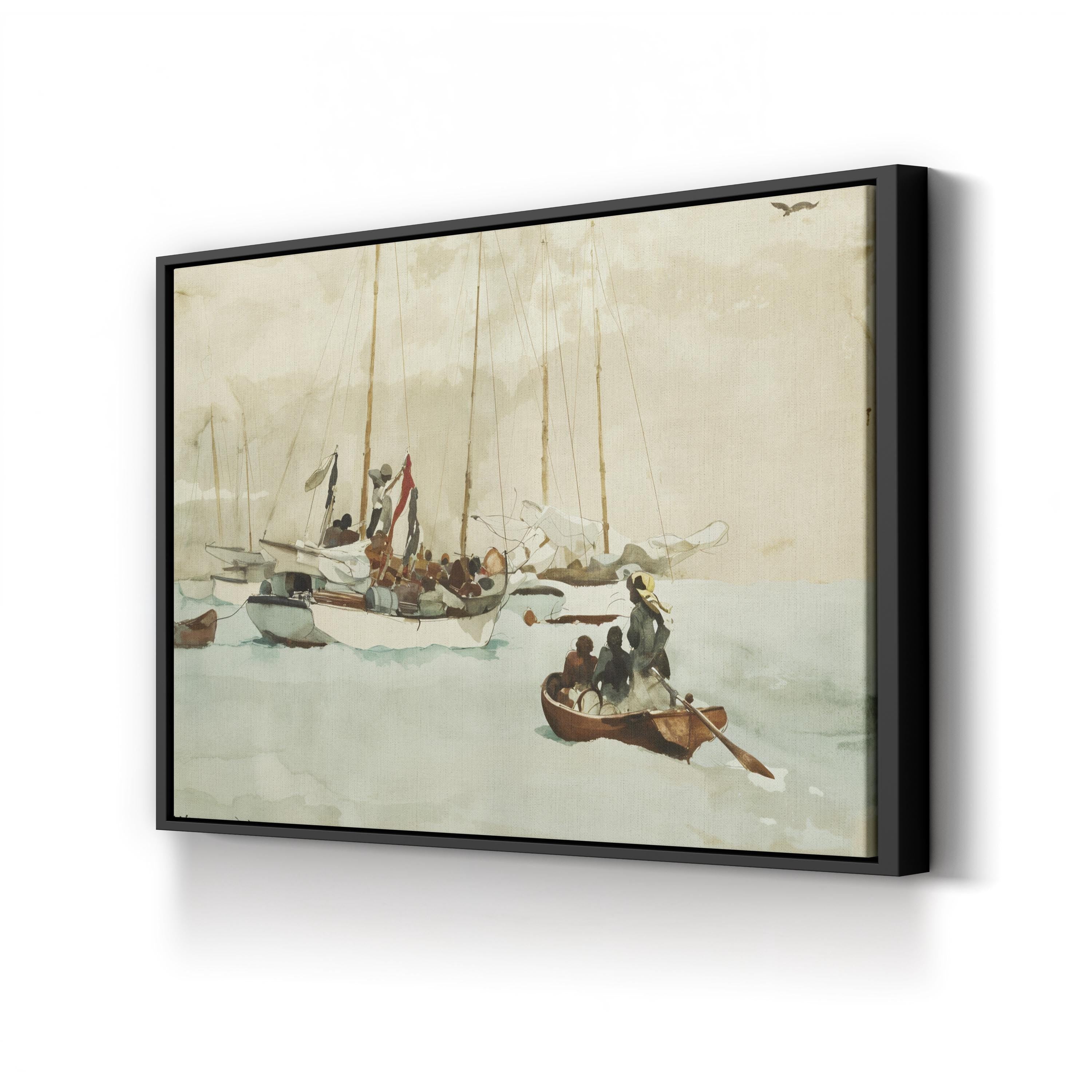 Schooners at Anchor, Key West, 1903 by Winslow Homer | Vintage Nautical Coastal Wall Art