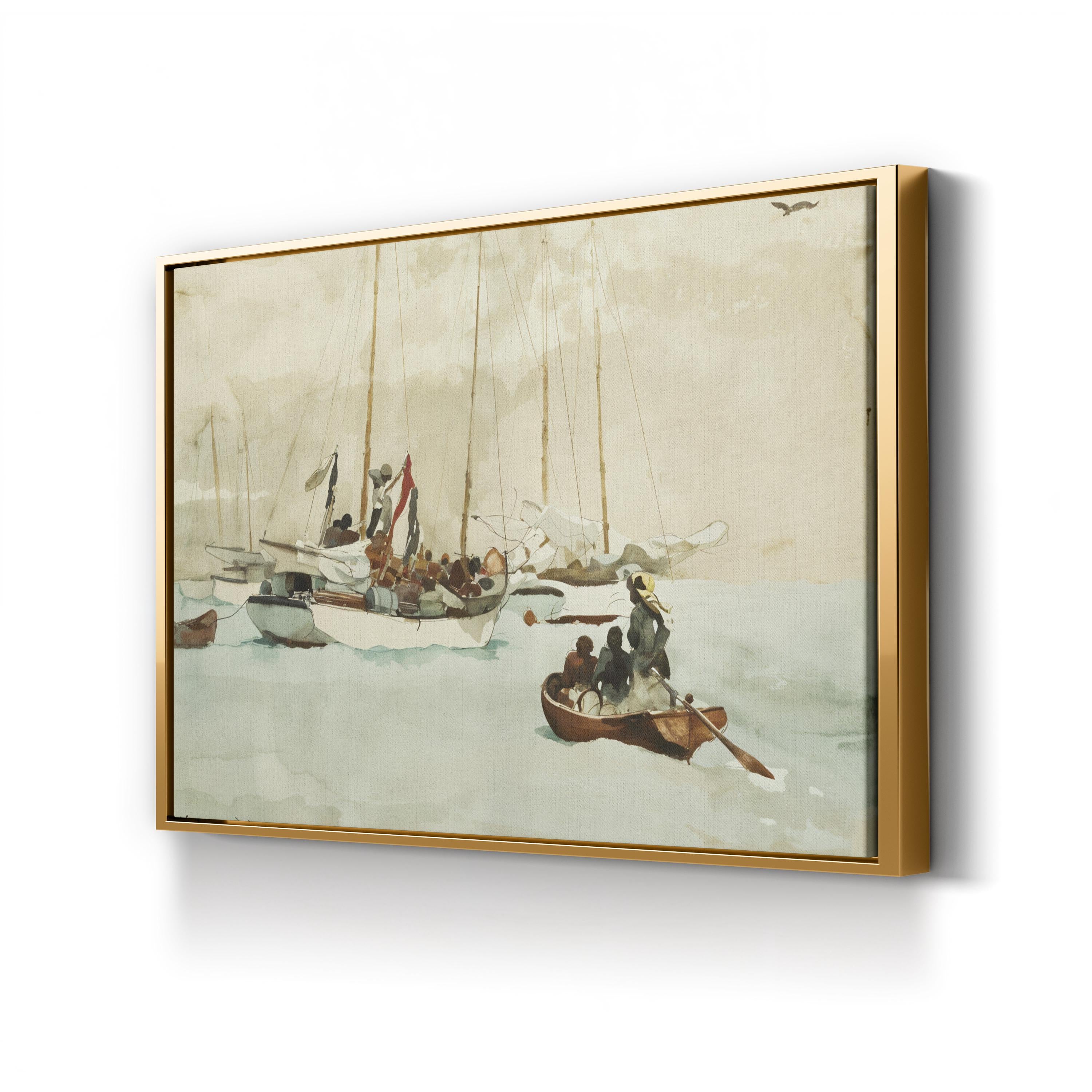 Schooners at Anchor, Key West, 1903 by Winslow Homer | Vintage Nautical Coastal Wall Art