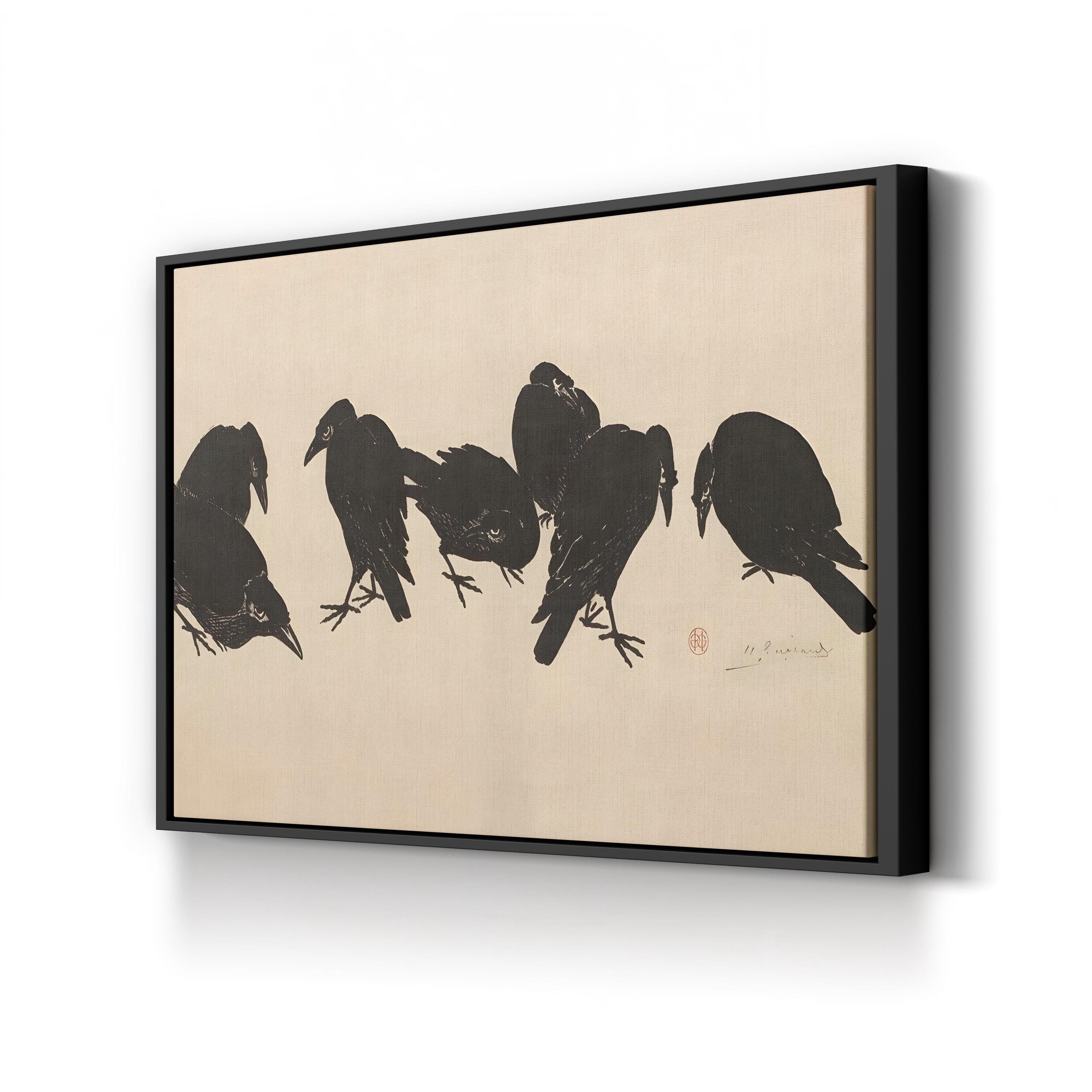 Seven Crows 1872–1897 Sketch – Period Illustration Wall Art | Vintage Wildlife Canvas Print