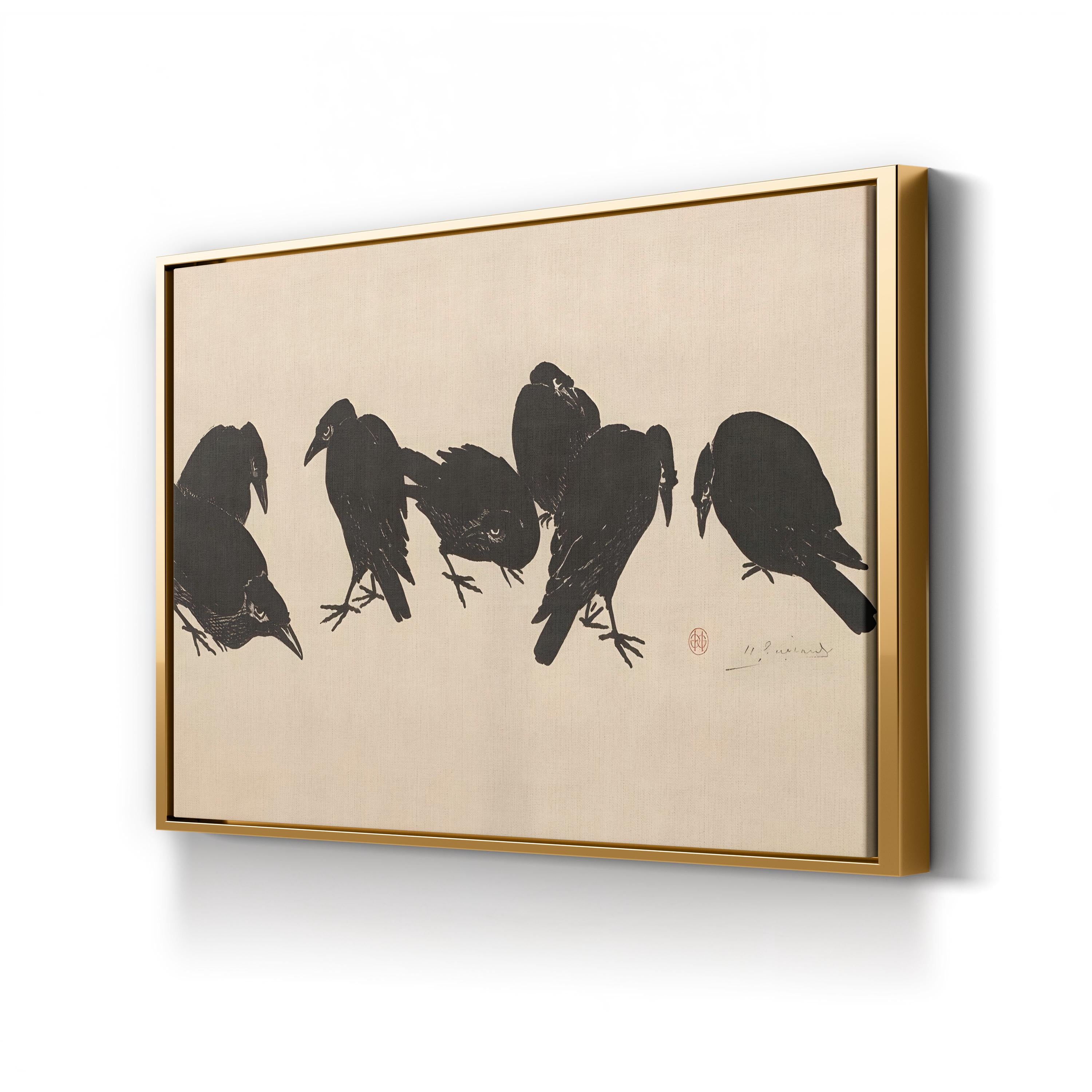Seven Crows 1872–1897 Sketch – Period Illustration Wall Art | Vintage Wildlife Canvas Print