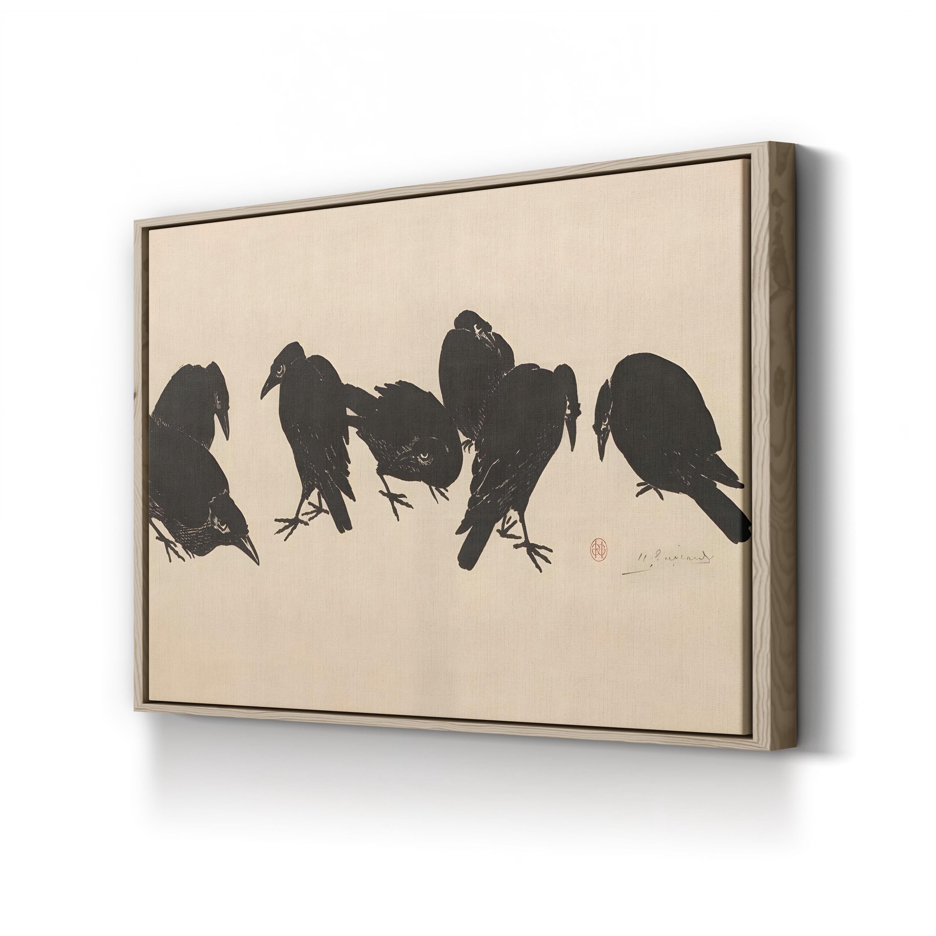 Seven Crows 1872–1897 Sketch – Period Illustration Wall Art | Vintage Wildlife Canvas Print