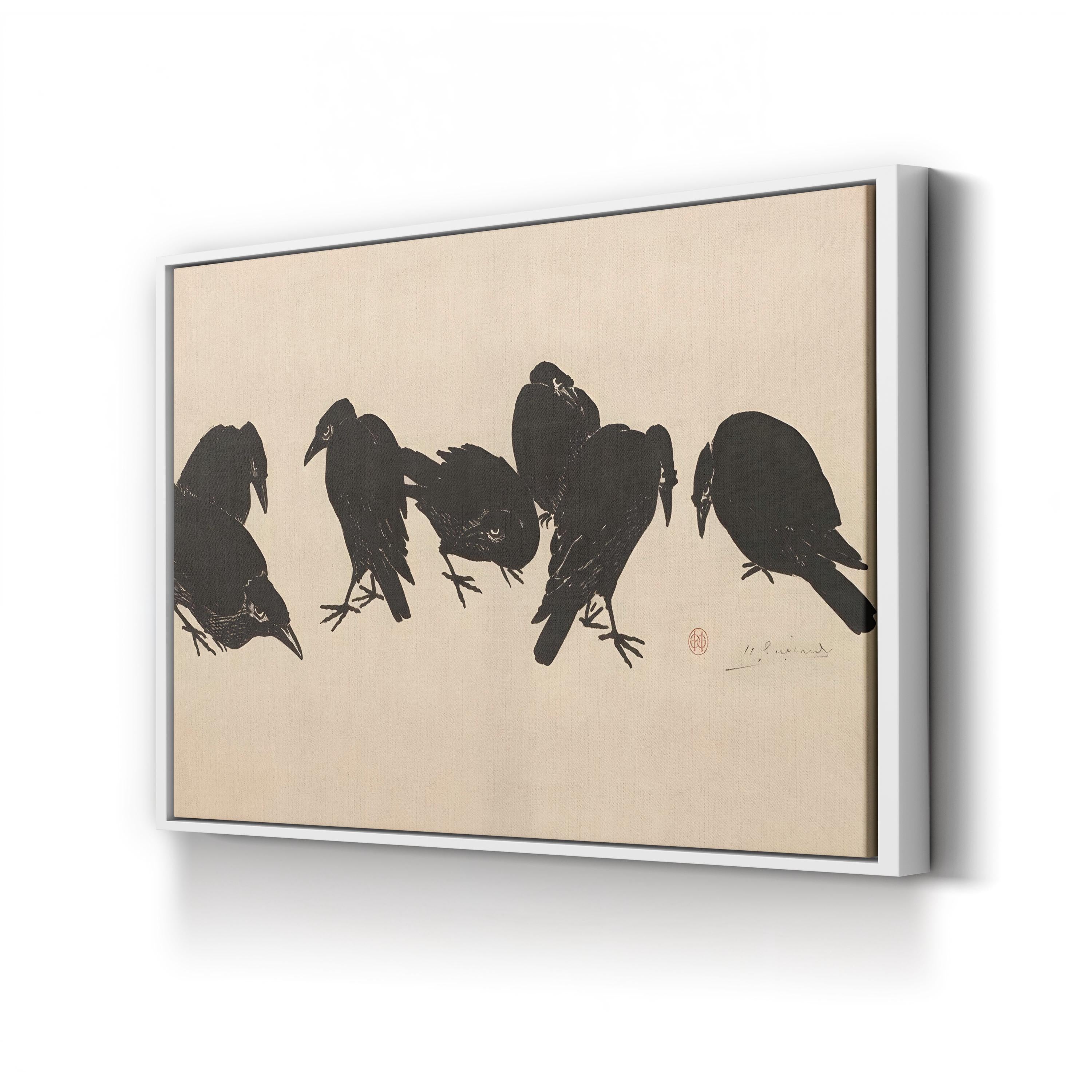 Seven Crows 1872–1897 Sketch – Period Illustration Wall Art | Vintage Wildlife Canvas Print