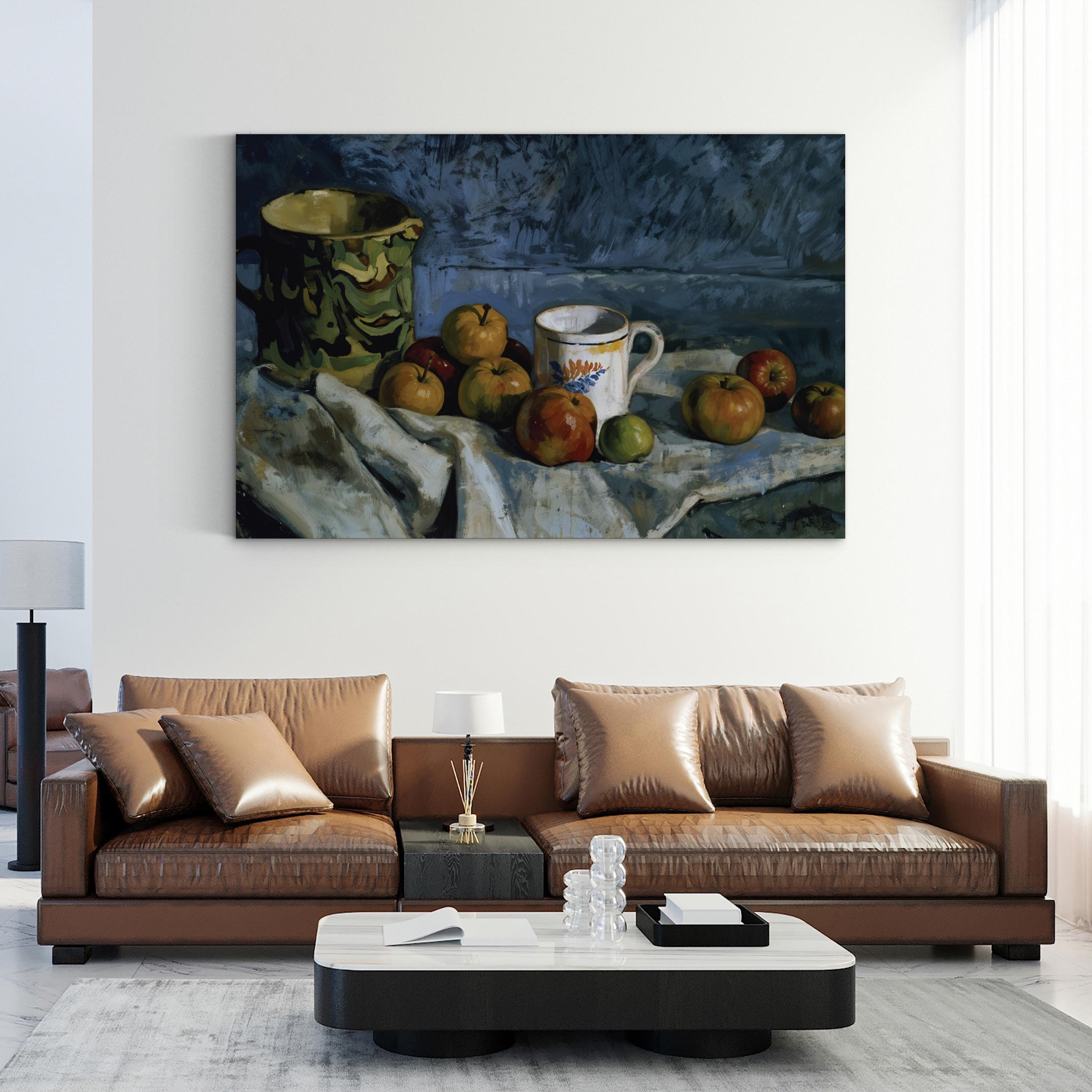 Still Life With Apples, Cup, And Pitcher Wall Art by Paul Cezanne – Classical Post-Impressionist Still Life Canvas