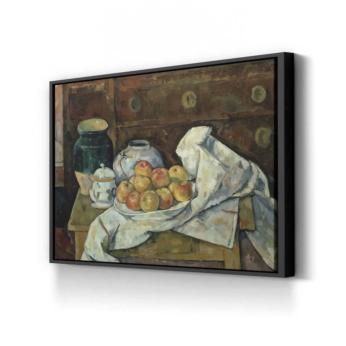 Still Life with Commode by Paul Cézanne canvas print in black frame