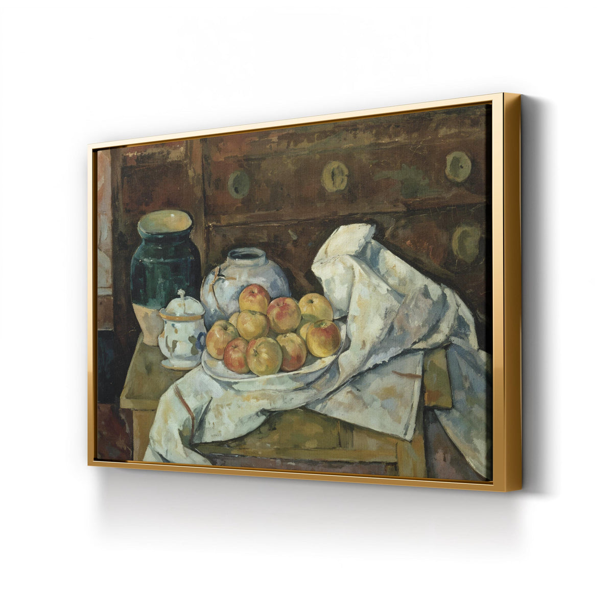 Still Life with Commode by Paul Cézanne canvas print in gold frame
