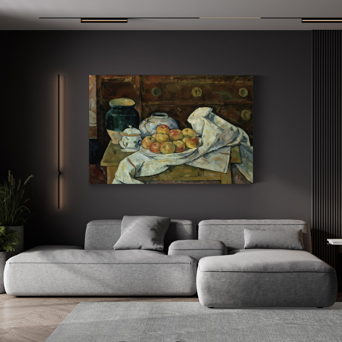 Still Life with Commode by Paul Cézanne canvas print, gallery canvas angled view