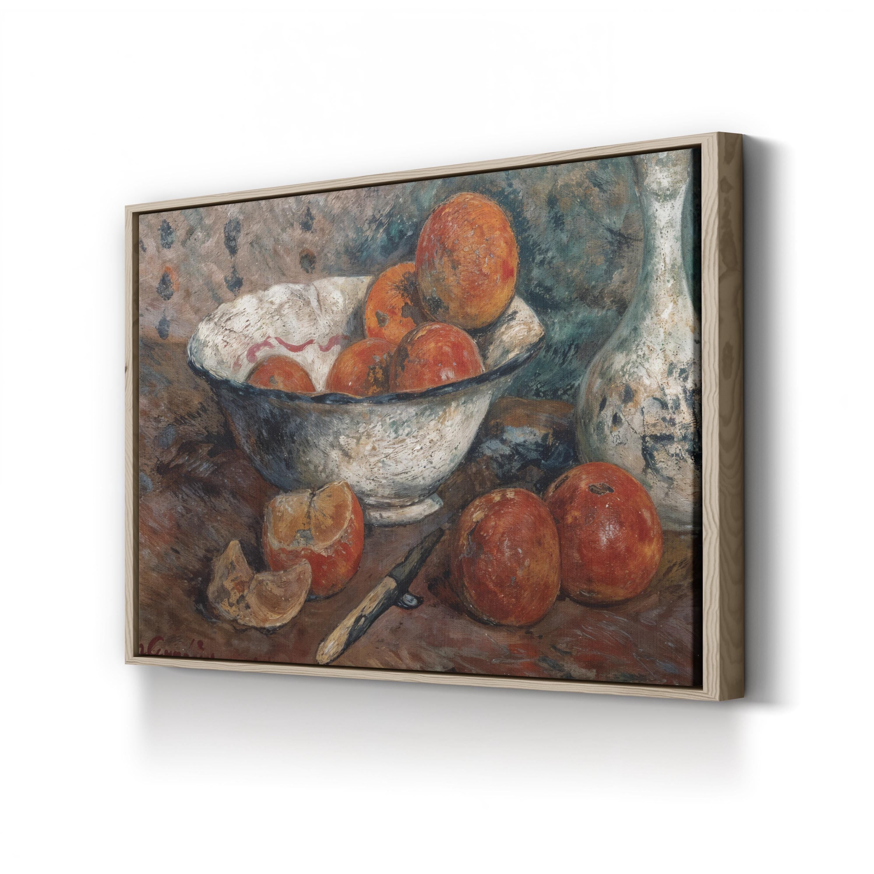 Still Life with Oranges by Paul Gauguin canvas print in Oak frame