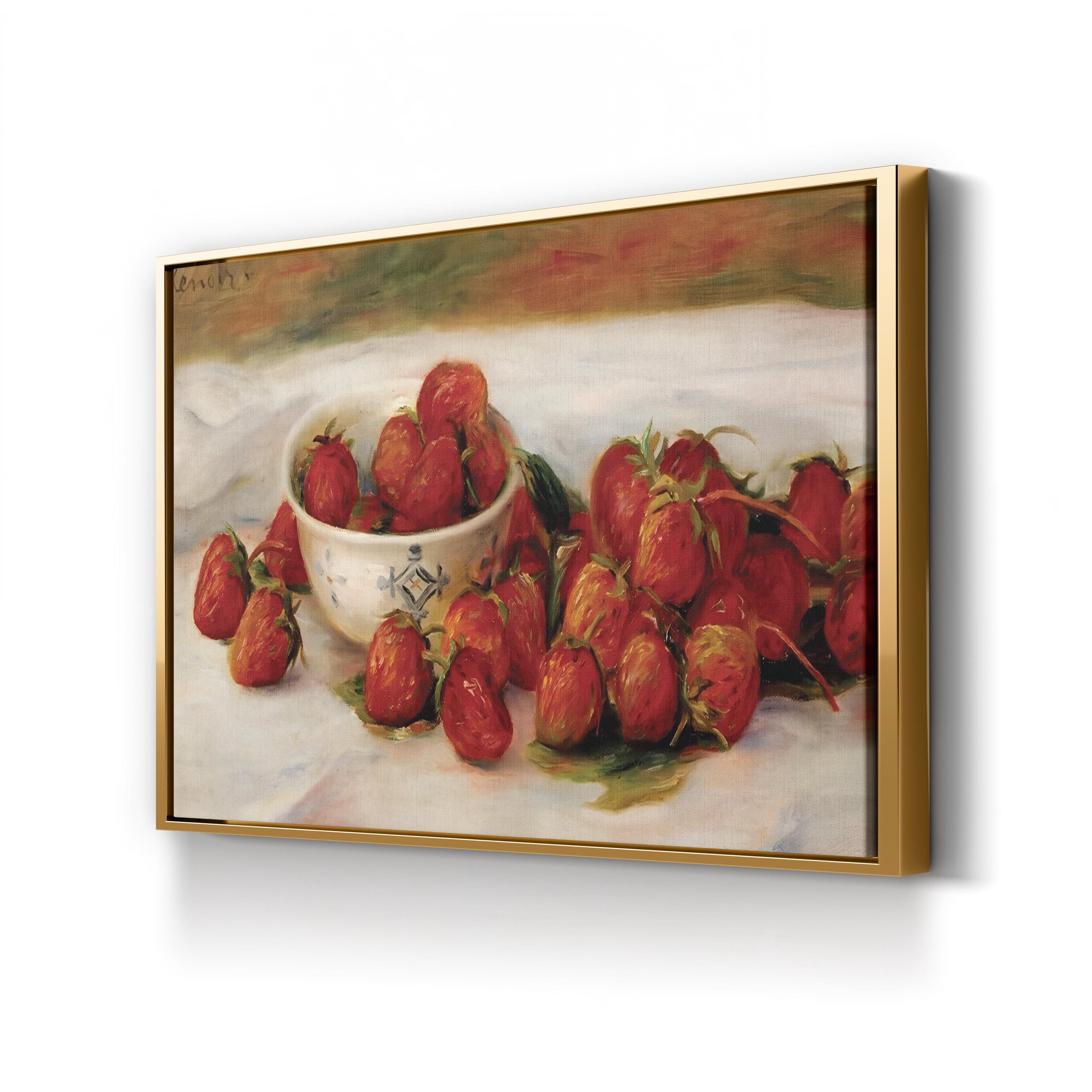 Strawberries in a Ceramic Bowl by Pierre-Auguste Renoir canvas print in a gold frame