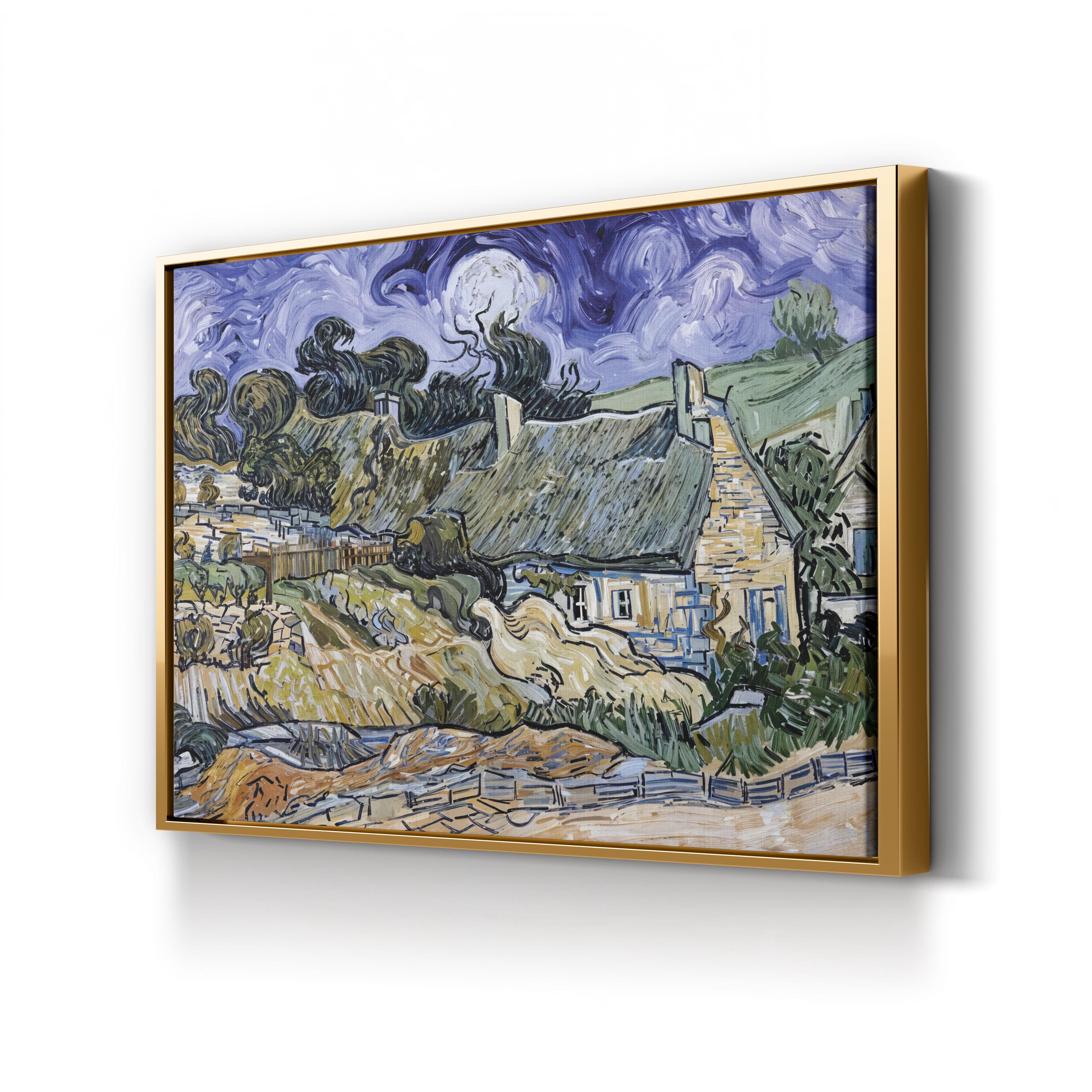 Thatched Cottages at Auvers-sur-Oise (1890) by Vincent van Gogh – 19th Century Vintage Canvas Wall Art