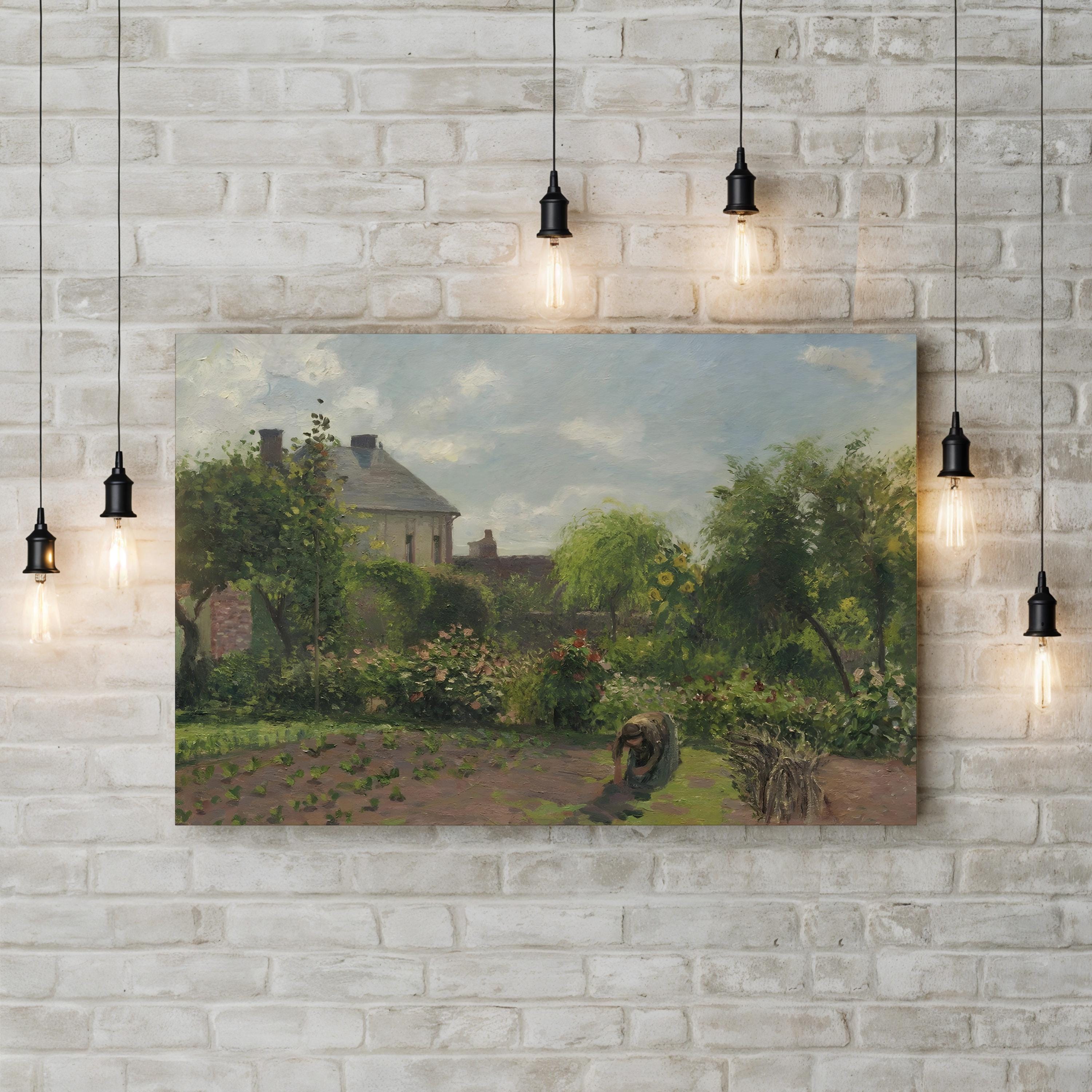 Vintage “The Artist’s Garden at Eragny” Canvas Art Print: Camille Pissarro, 1898