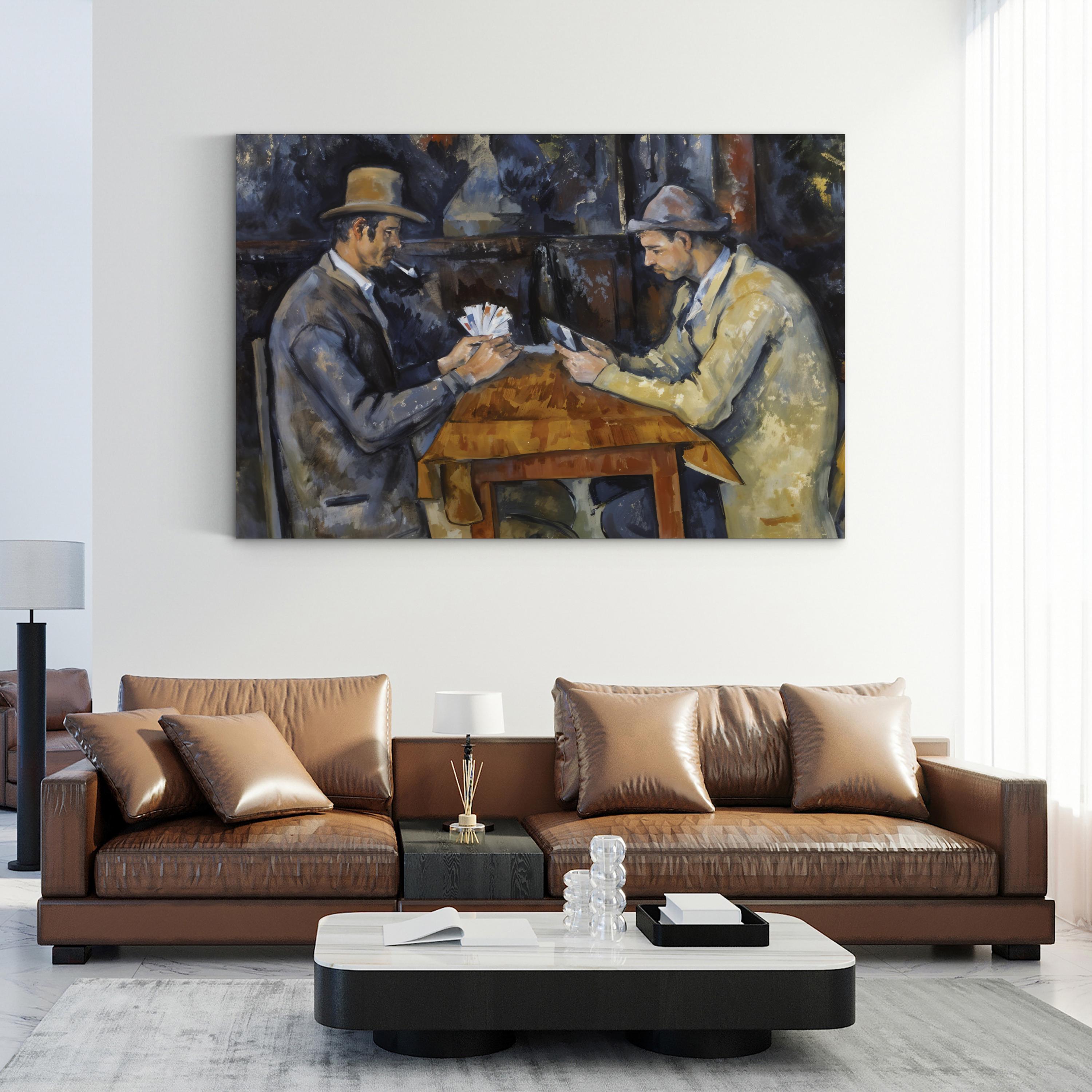The Card Players (1893–1896) Canvas Print by Paul Cézanne | Vintage Framed Classical Painting