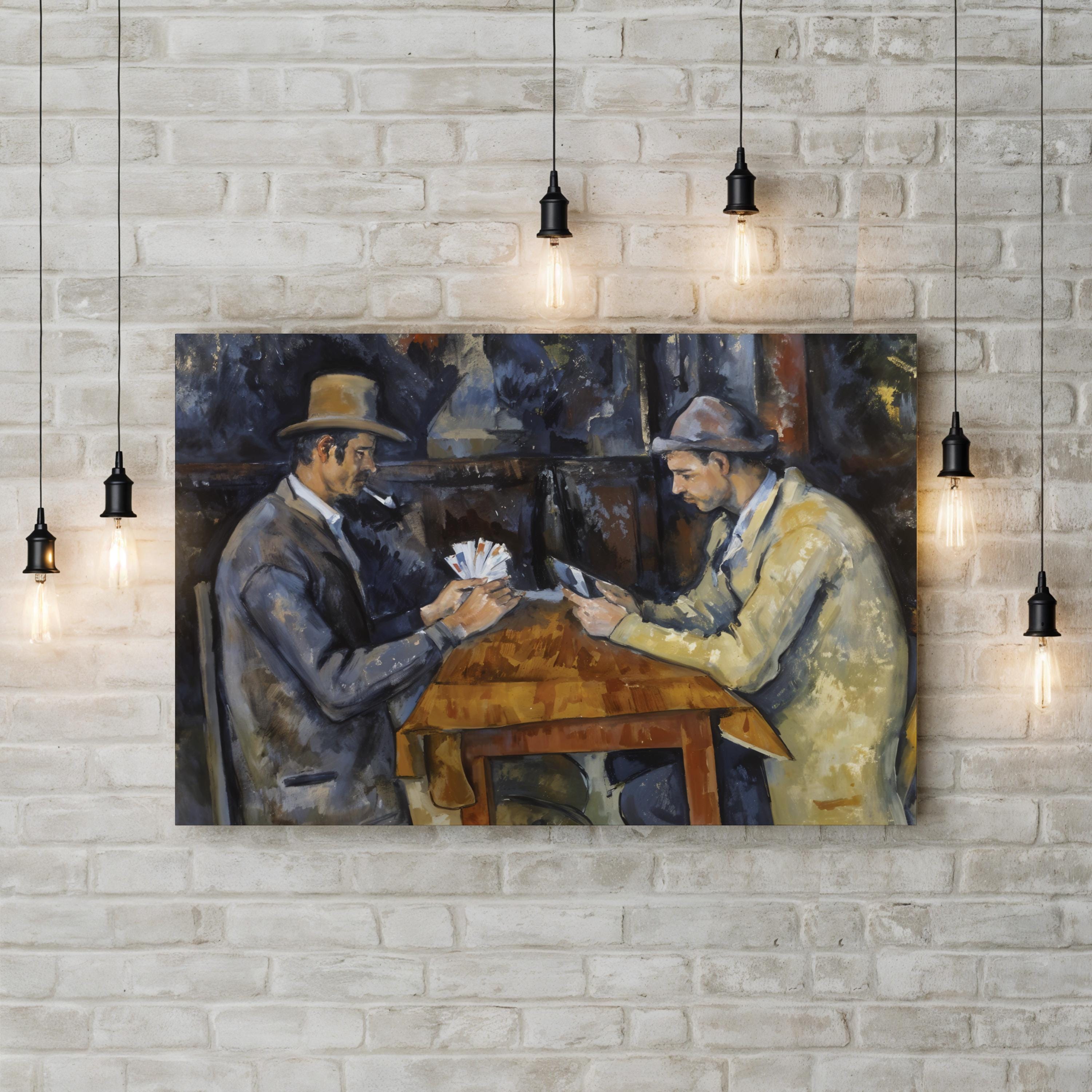 The Card Players (1893–1896) Canvas Print by Paul Cézanne | Vintage Framed Classical Painting