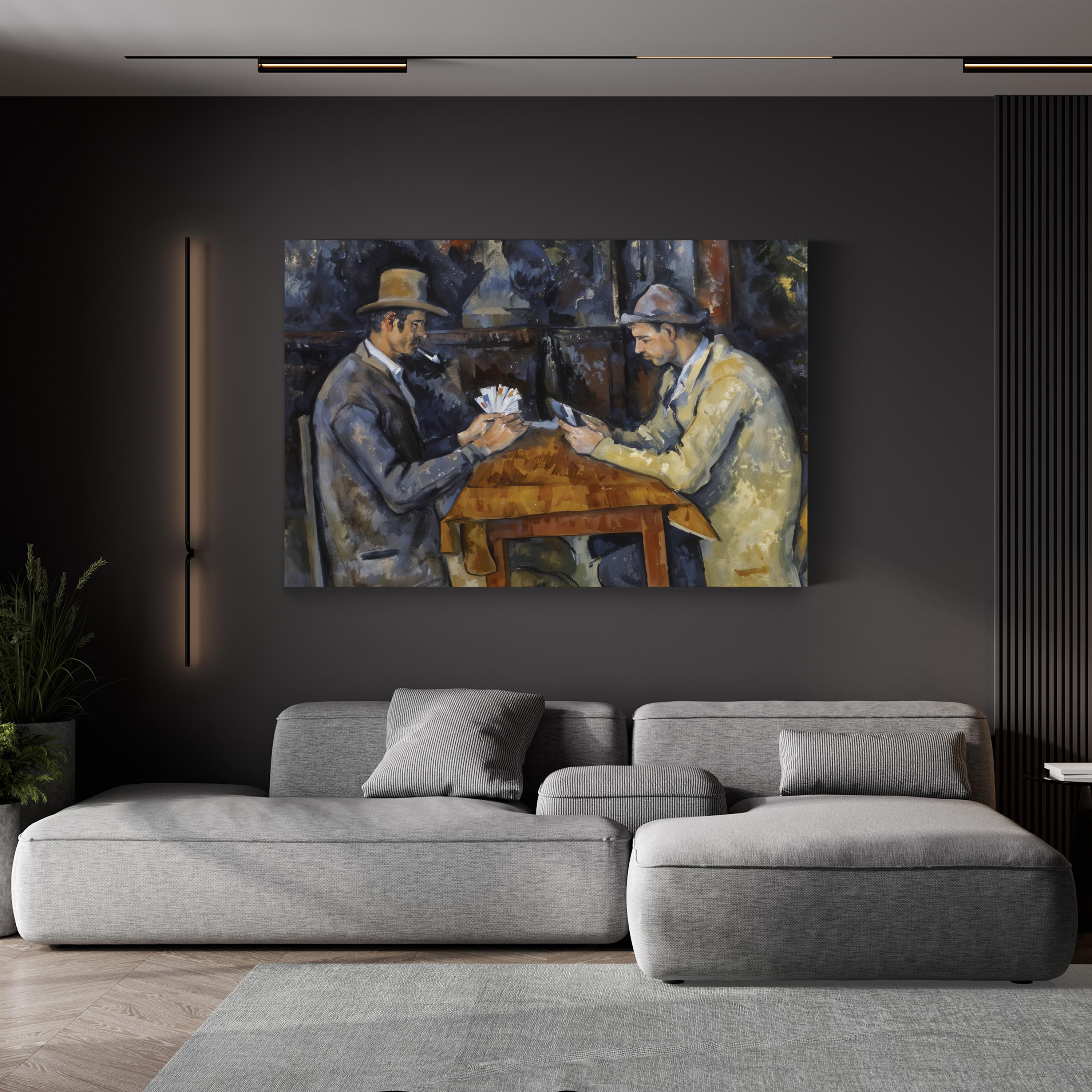 The Card Players (1893–1896) Canvas Print by Paul Cézanne | Vintage Framed Classical Painting