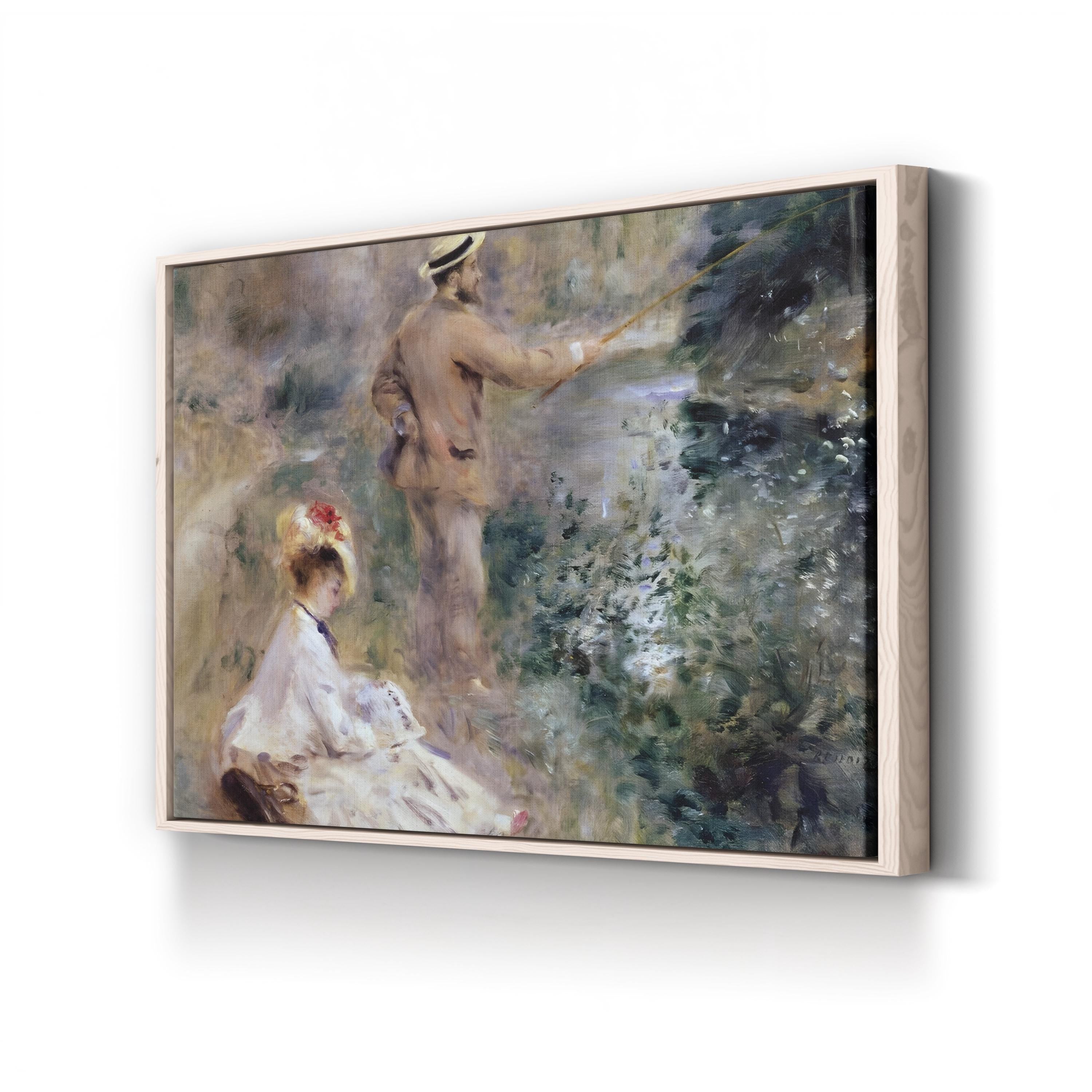 The Fisherman (Le Pêcheur), 1874 by Pierre-Auguste Renoir canvas print in a natural wood frame