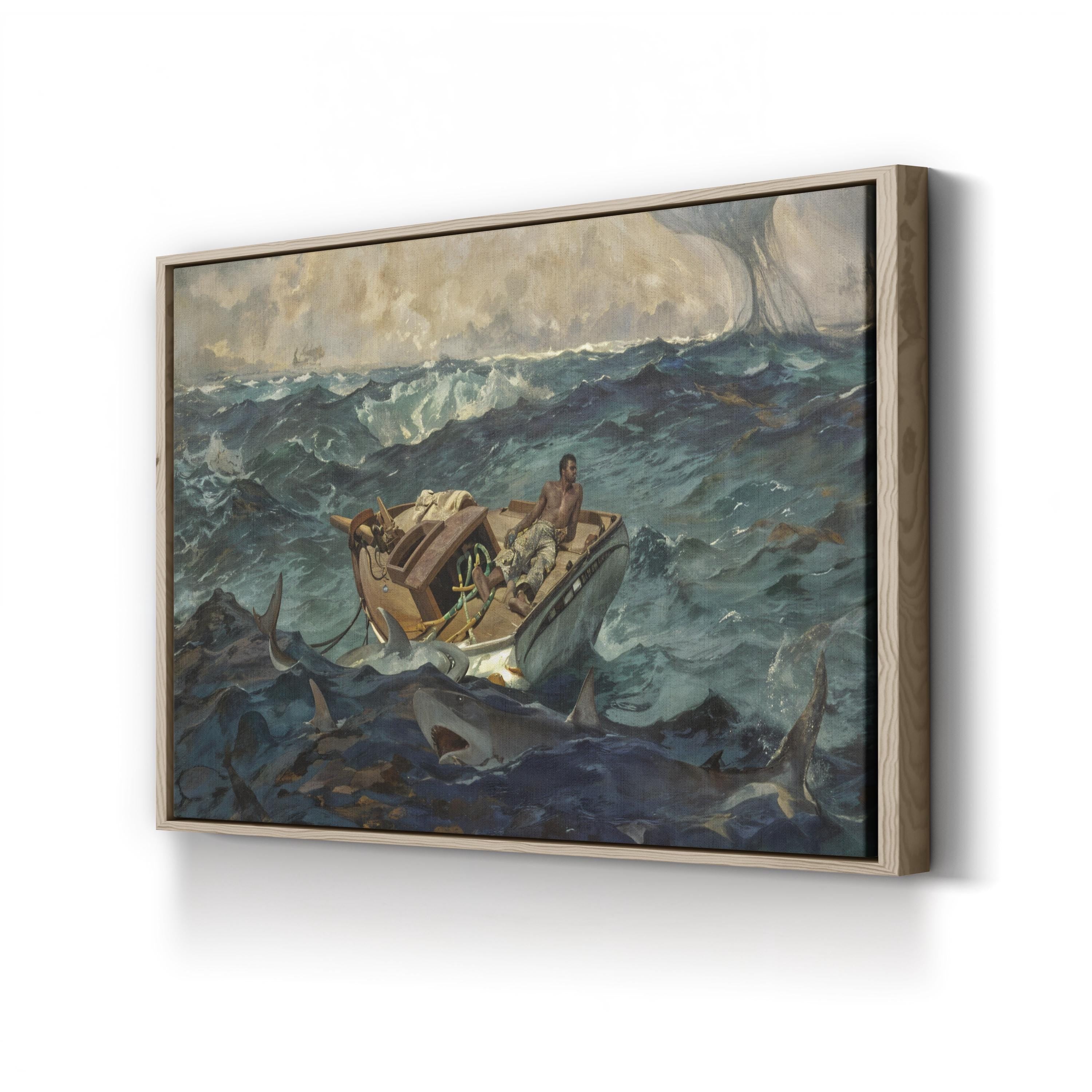 The Gulf Stream, c. 1899 by Winslow Homer canvas print in oak frame