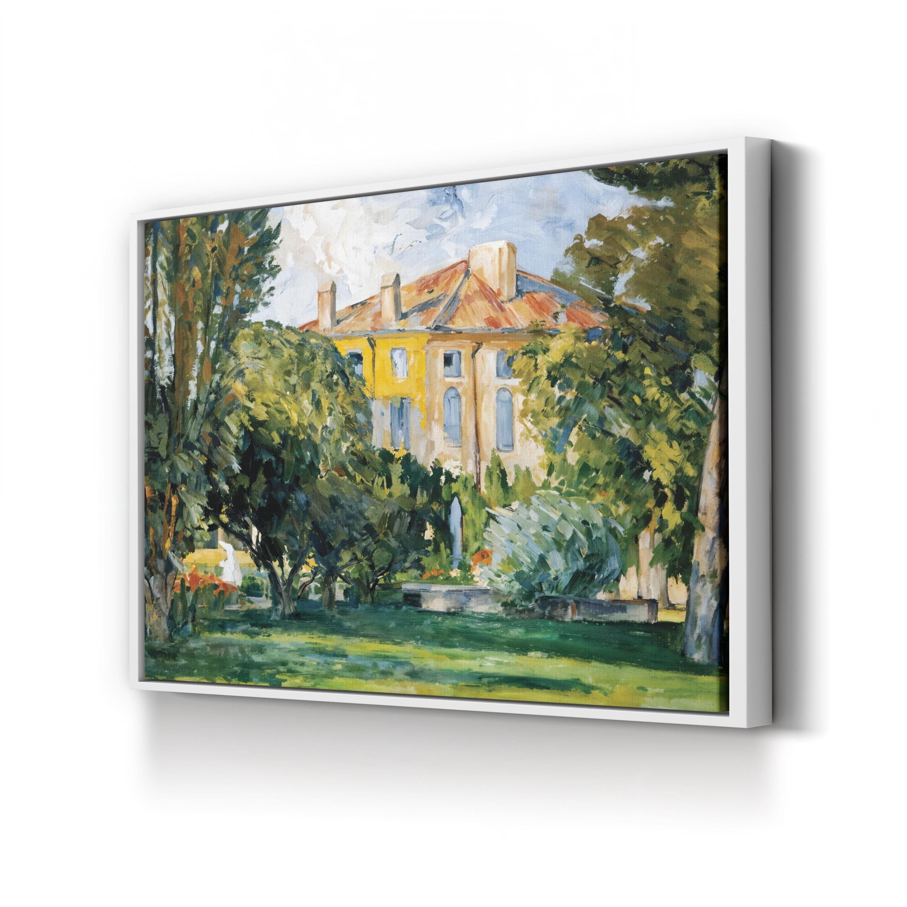 The House at Jas de Bouffan by Paul Cézanne canvas print in white frame