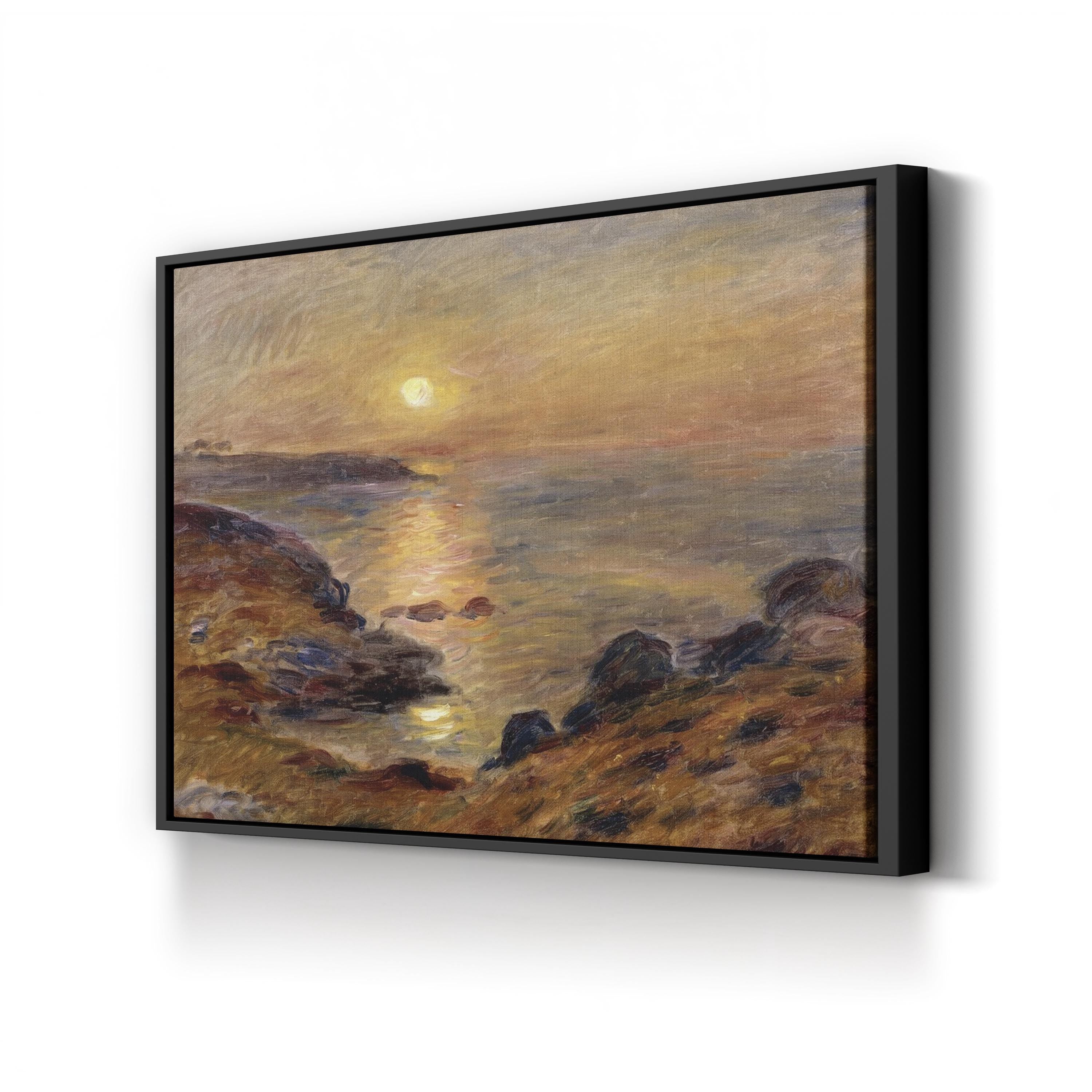 The Setting of the Sun at Douarnenez in France Wall Art | Sunset Over Sea Canvas Print