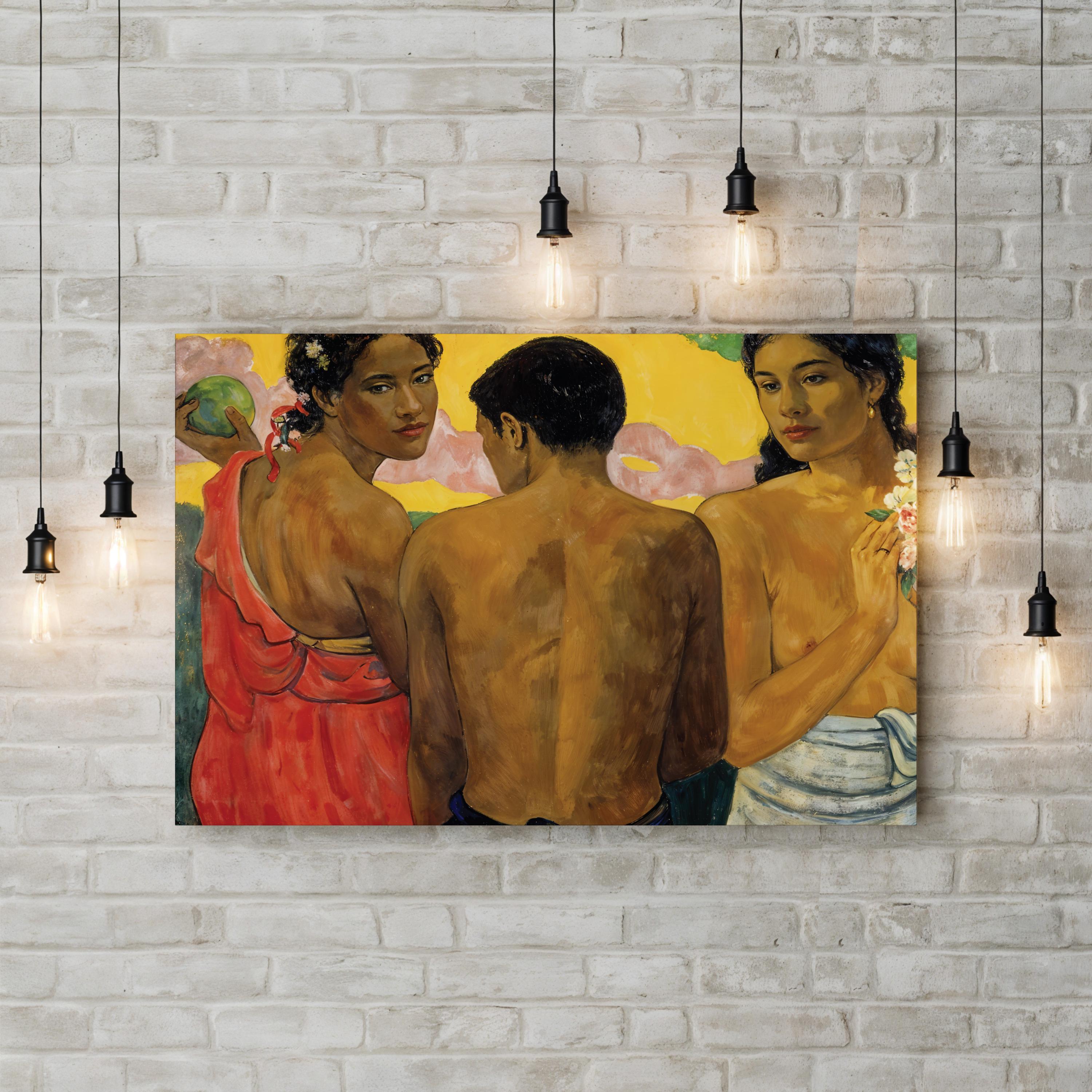 Three Tahitians Vintage Canvas Print – Paul Gauguin Tropical Island Wall Art