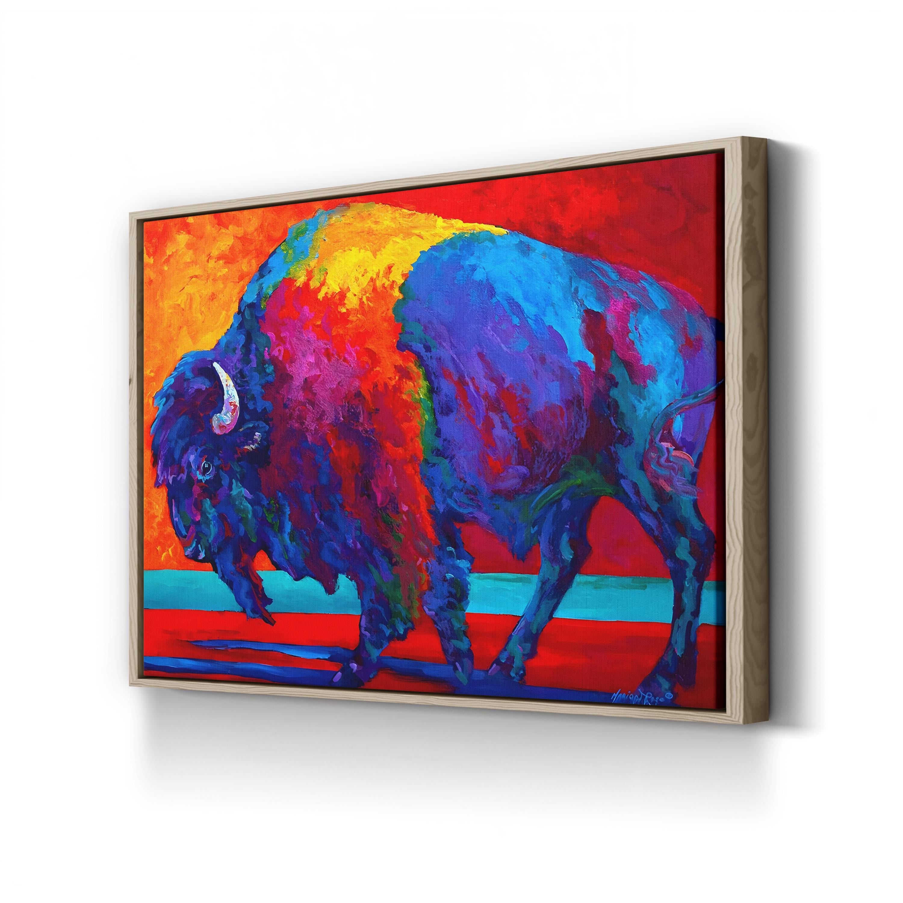 Abstract Bison Wall Art by Marion Rose | Contemporary Colorful Wildlife Canvas